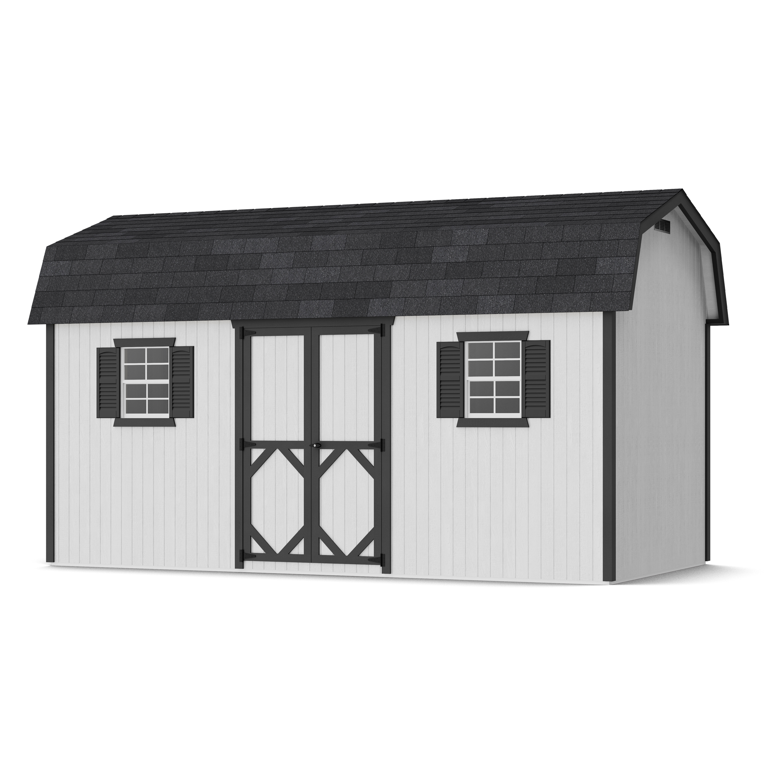 Rendering of Classic Workshop Barn Shed with shingles and paint.