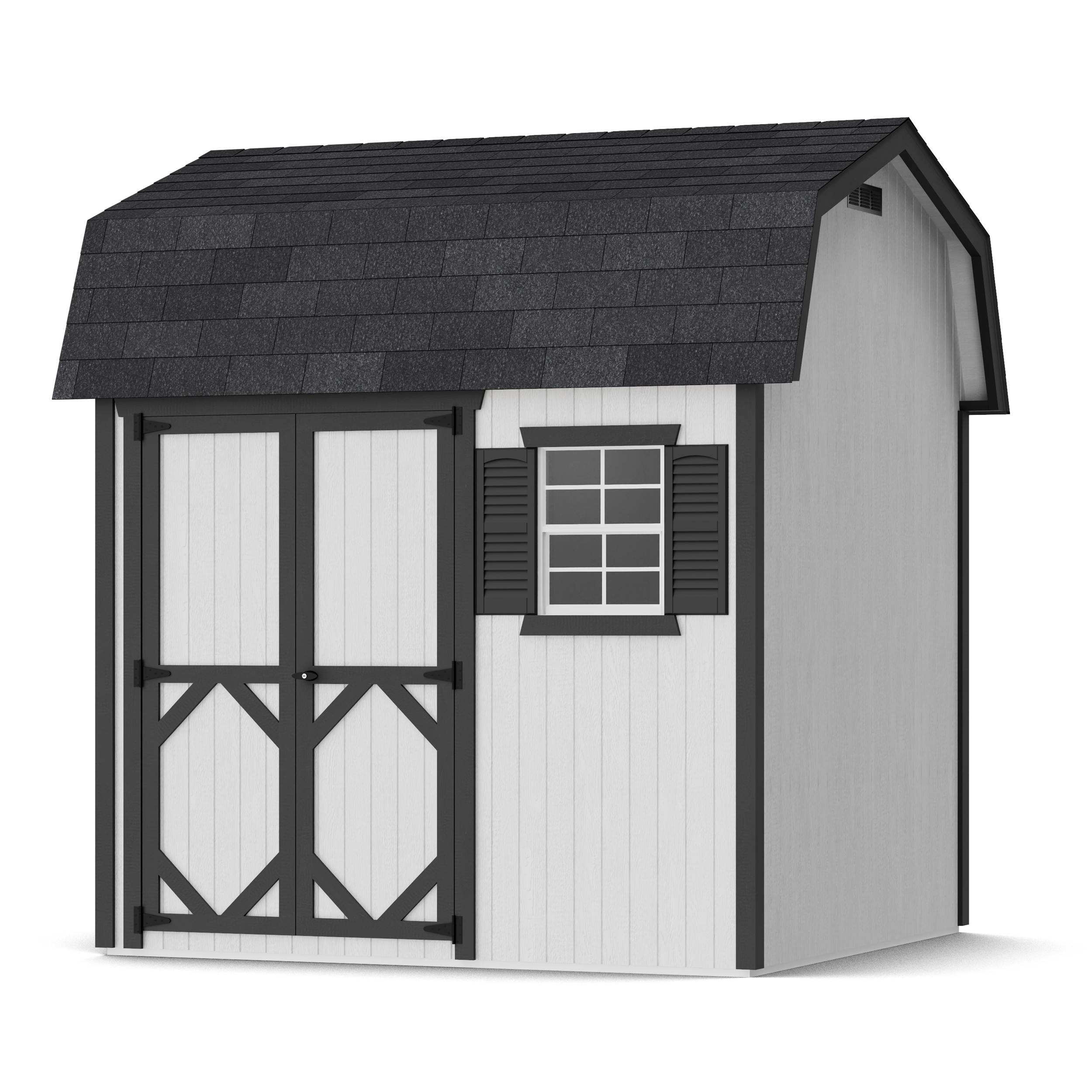 Rendering of Classic Workshop Barn Shed with shingles and paint.
