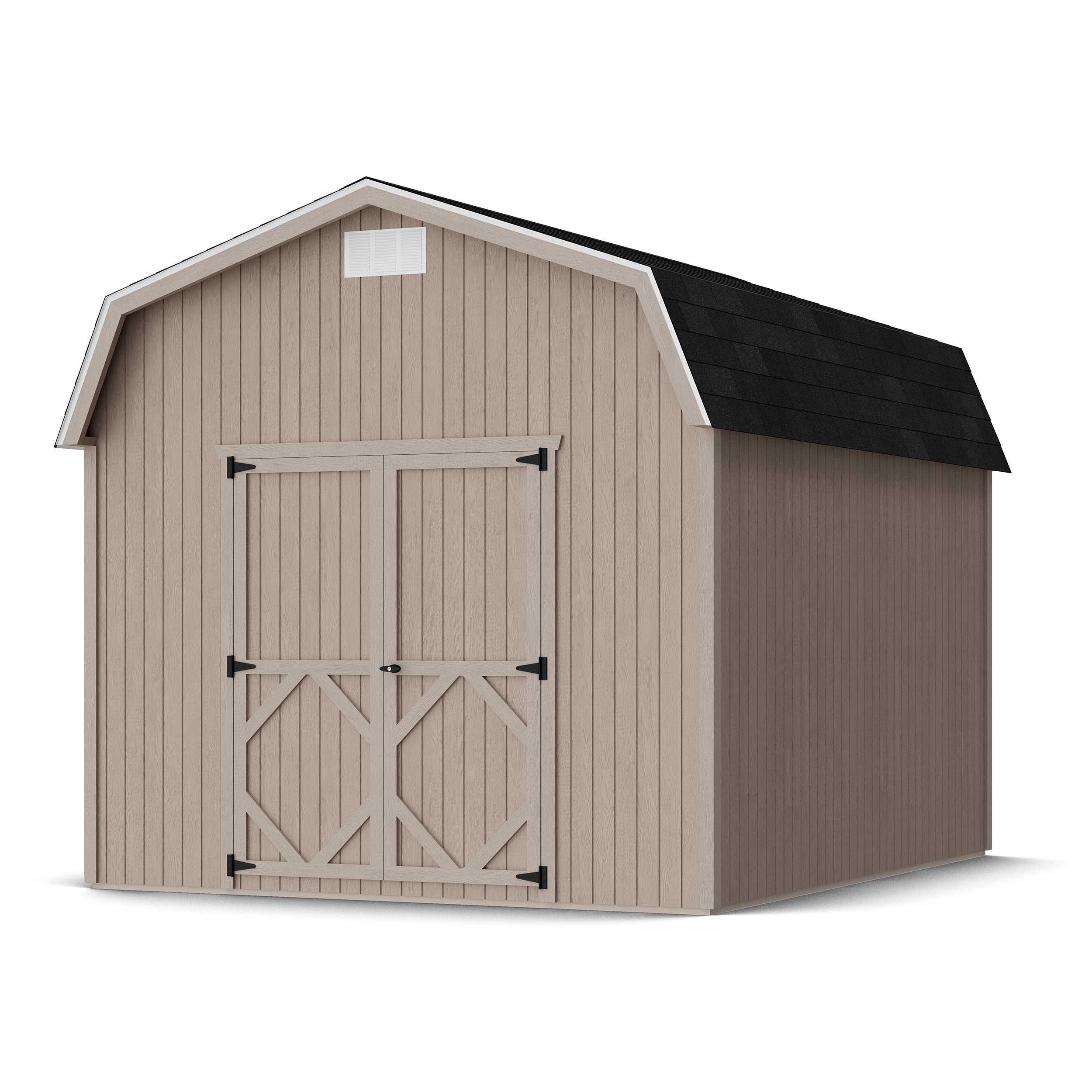 Rendering of Classic Gambrel 6' Barn Shed in assembly process ready to be painted.