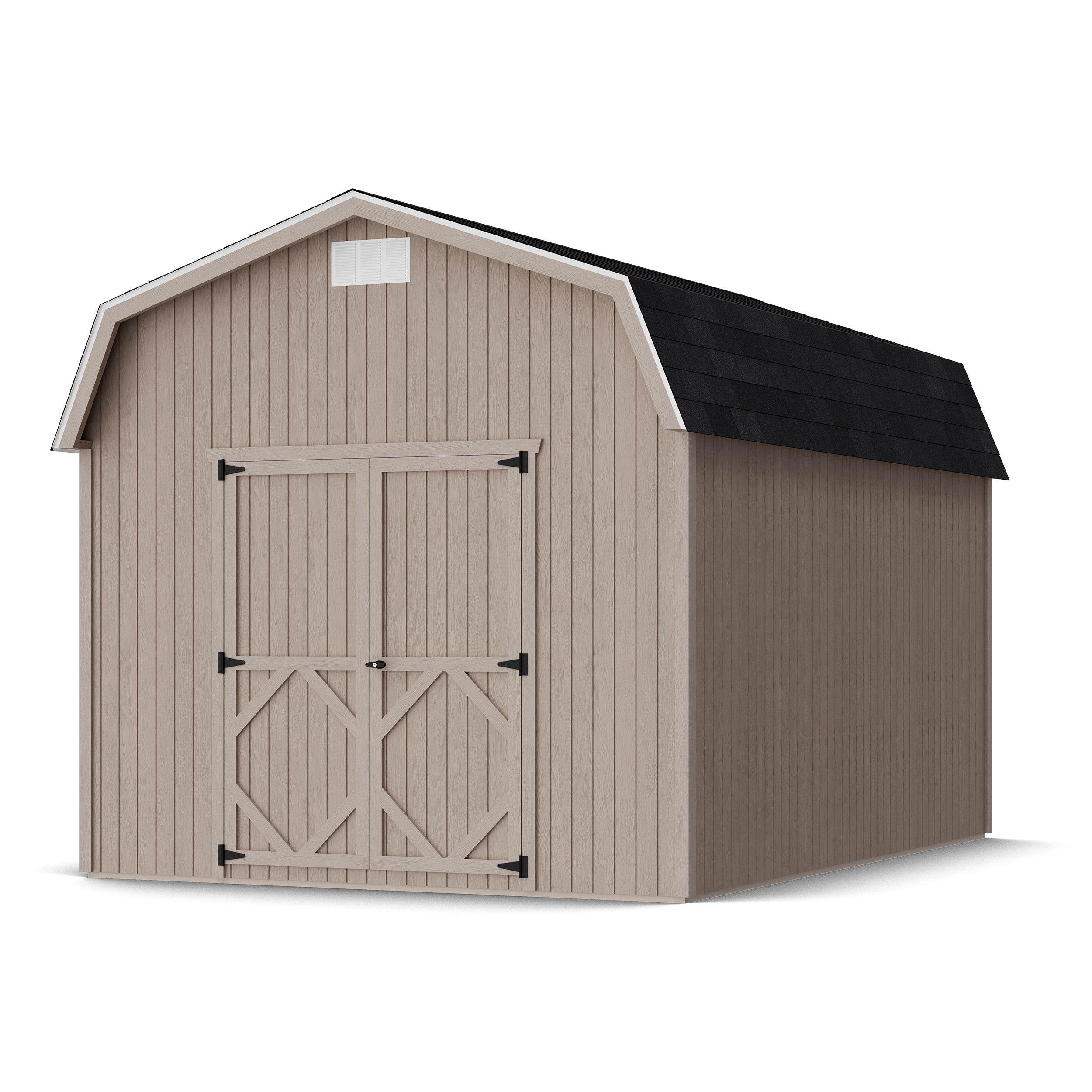 Rendering of Classic Gambrel 6' Barn Shed in assembly process ready to be painted.