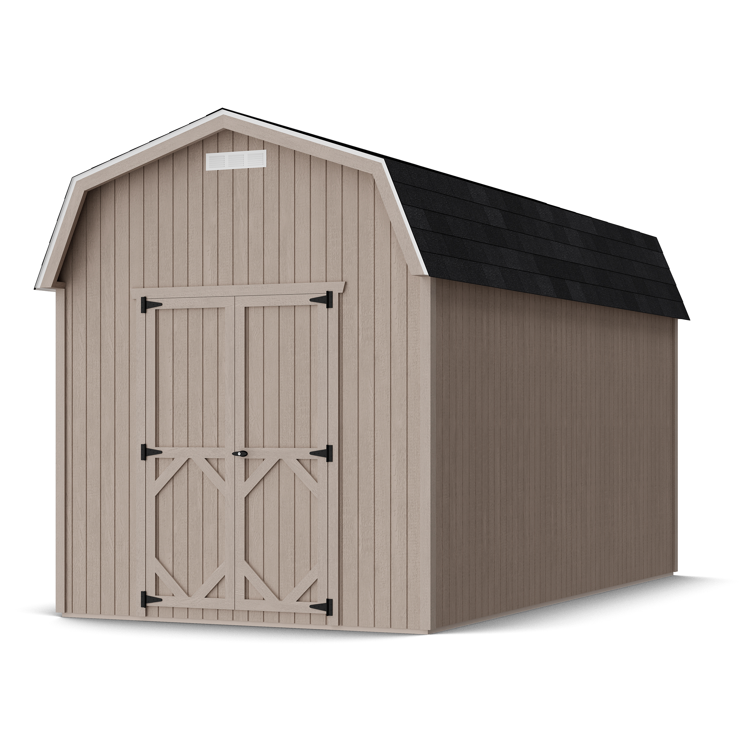 Rendering of Classic Gambrel 6' Barn Shed in assembly process ready to be painted.
