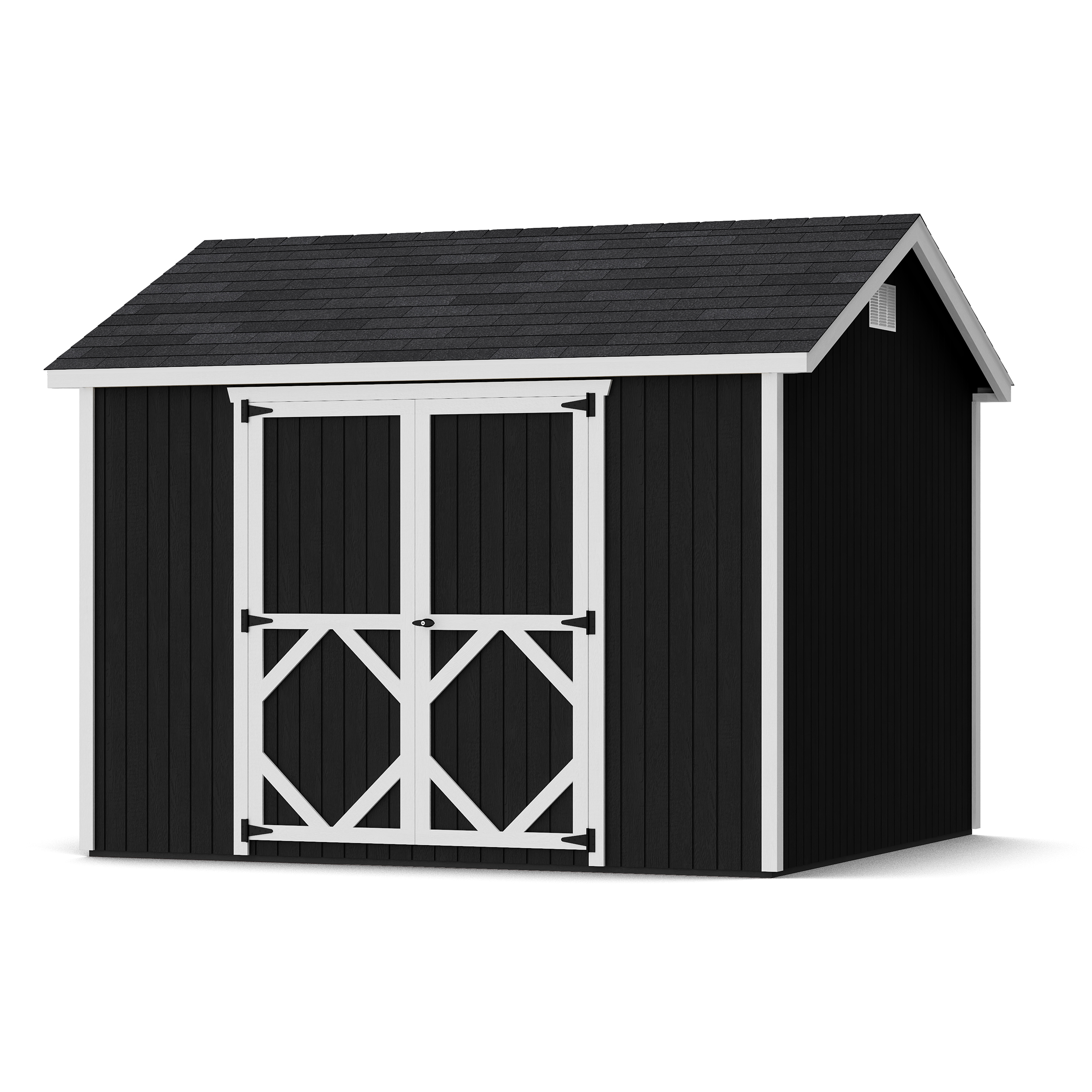 Rendering of Classic Gable Shed with Side Entry with shingles and paint.