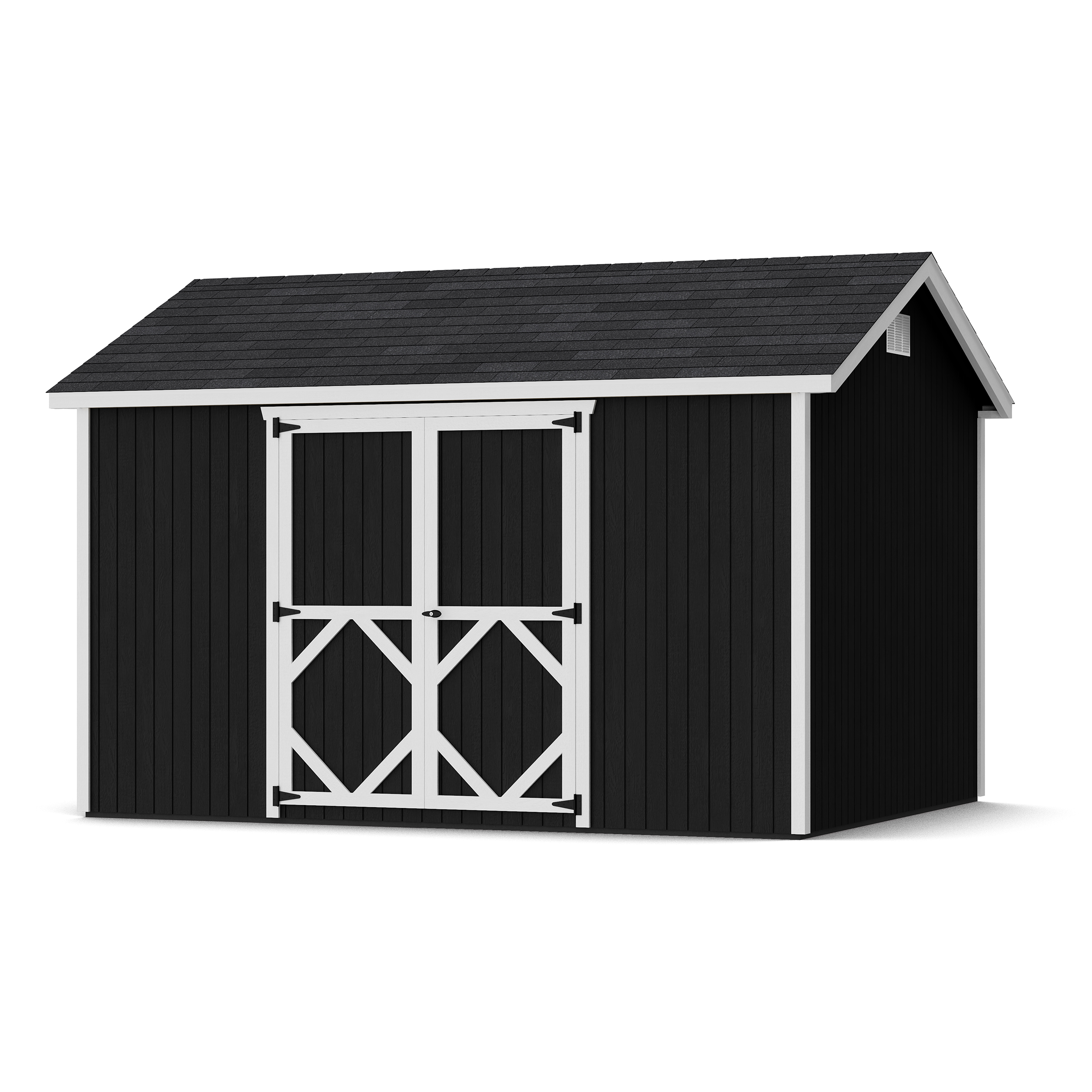 Rendering of Classic Gable Shed with Side Entry with shingles and paint.