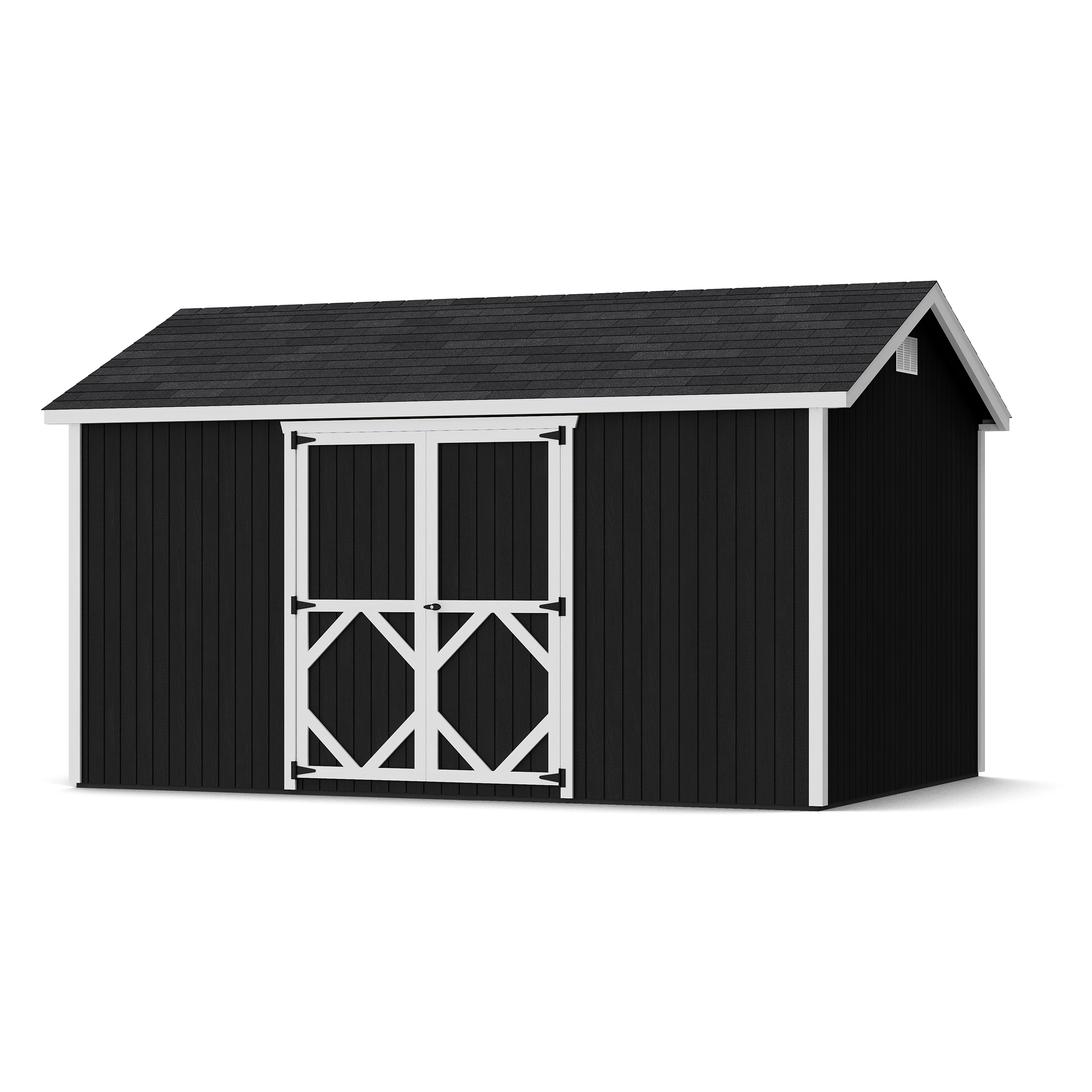 Rendering of Classic Gable Shed with Side Entry with shingles and paint.