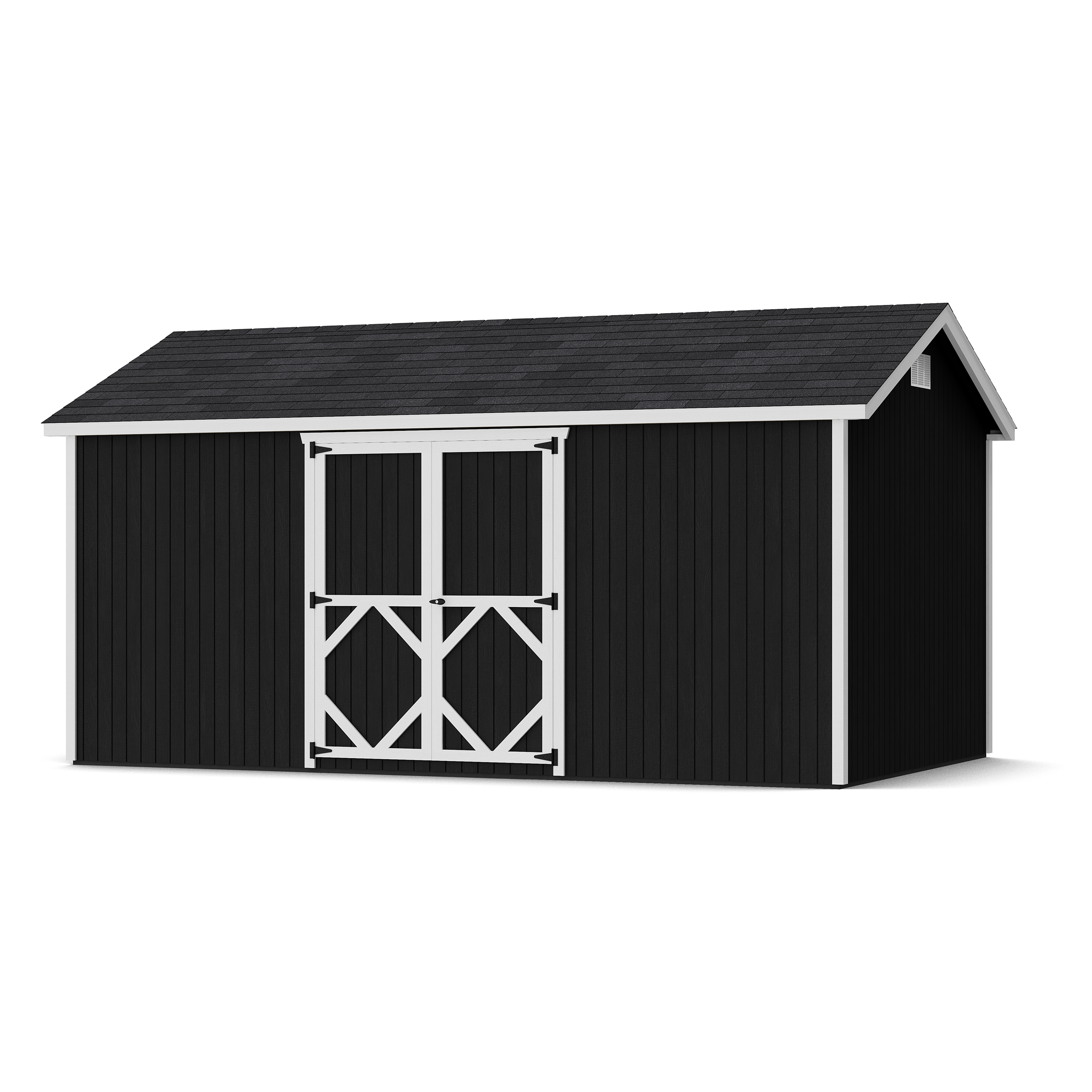 Rendering of Classic Gable Shed with Side Entry with shingles and paint.