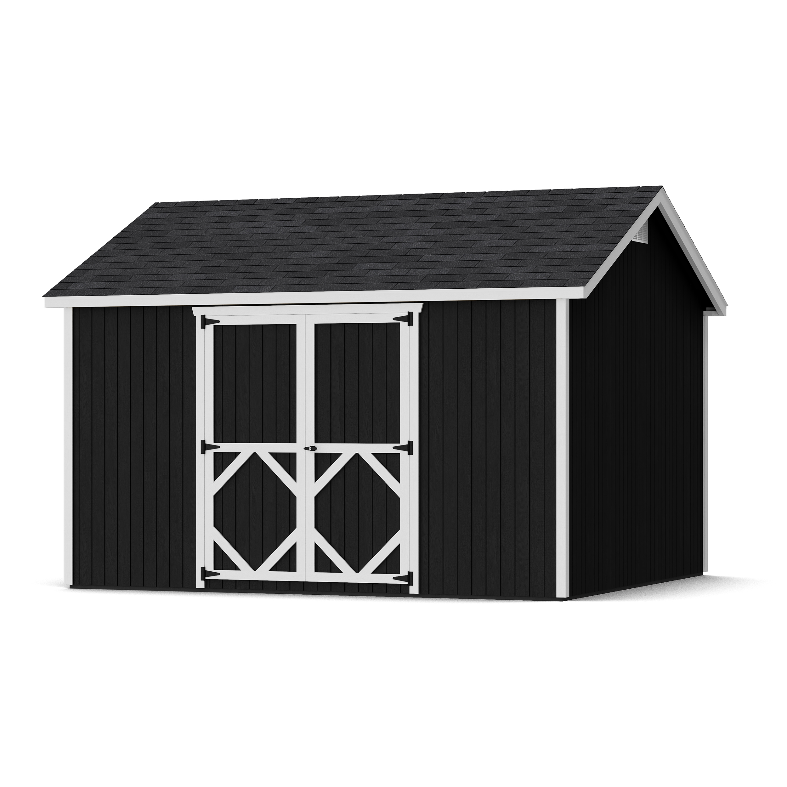Rendering of Classic Gable Shed with Side Entry with shingles and paint.