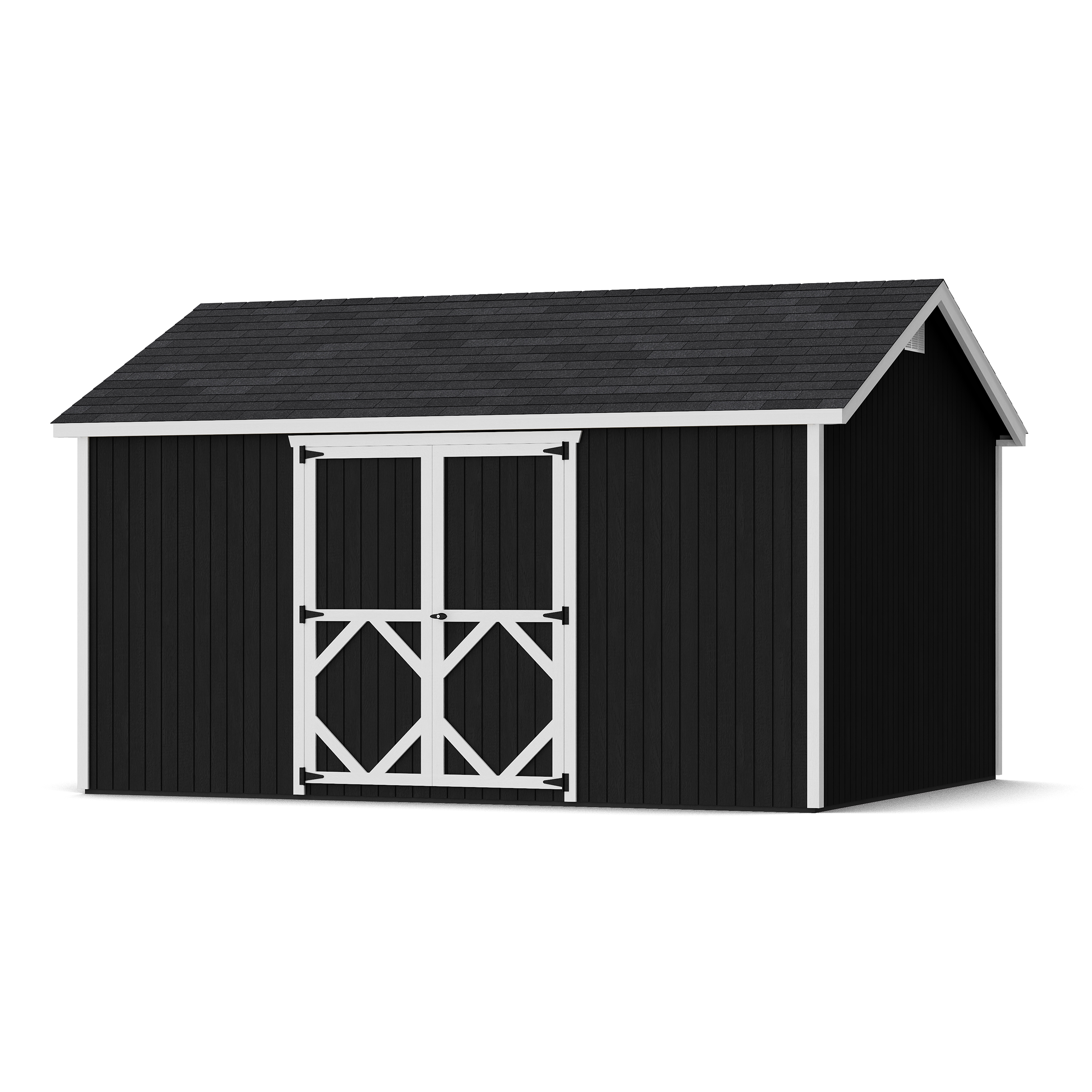 Rendering of Classic Gable Shed with Side Entry with shingles and paint.