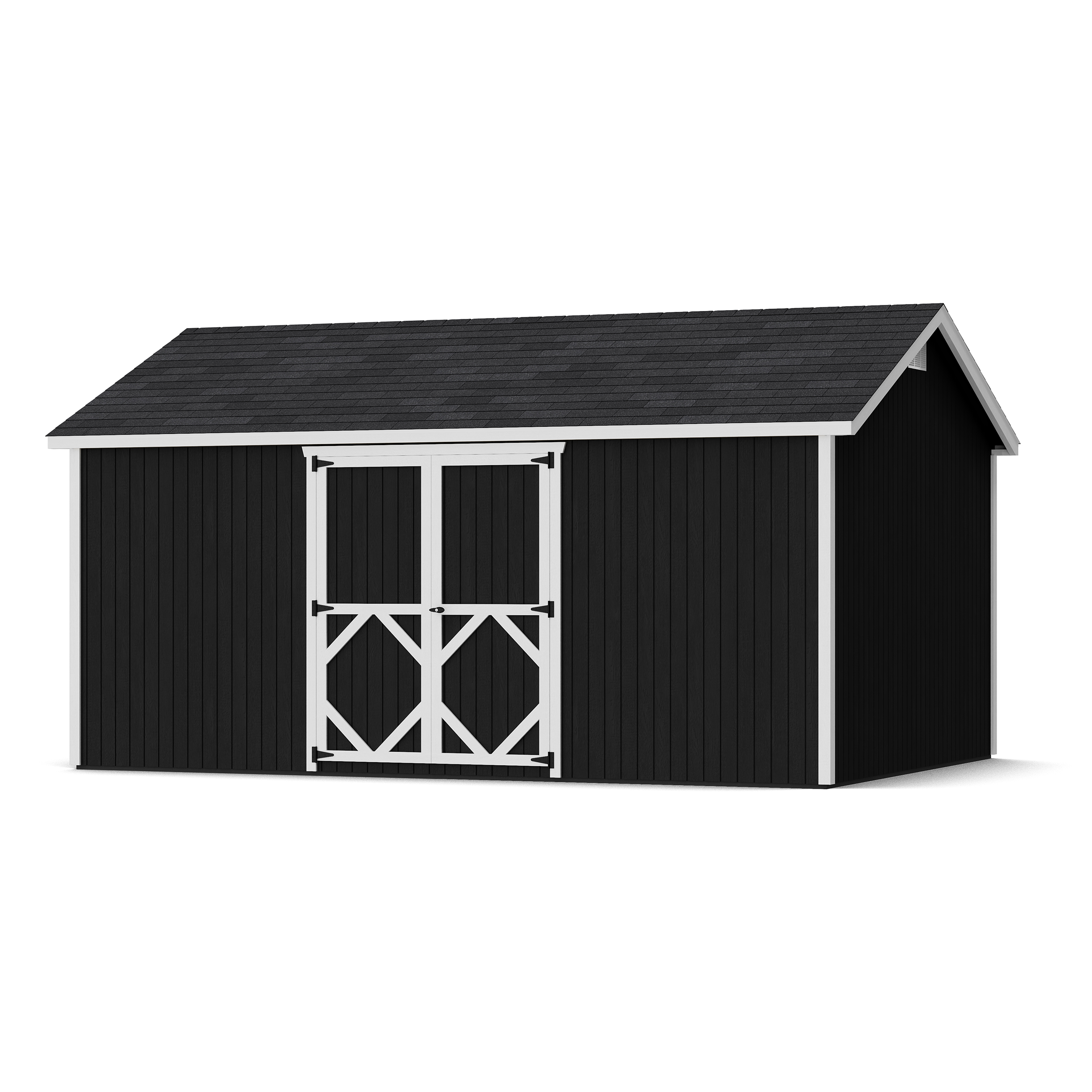 Rendering of Classic Gable Shed with Side Entry with shingles and paint.