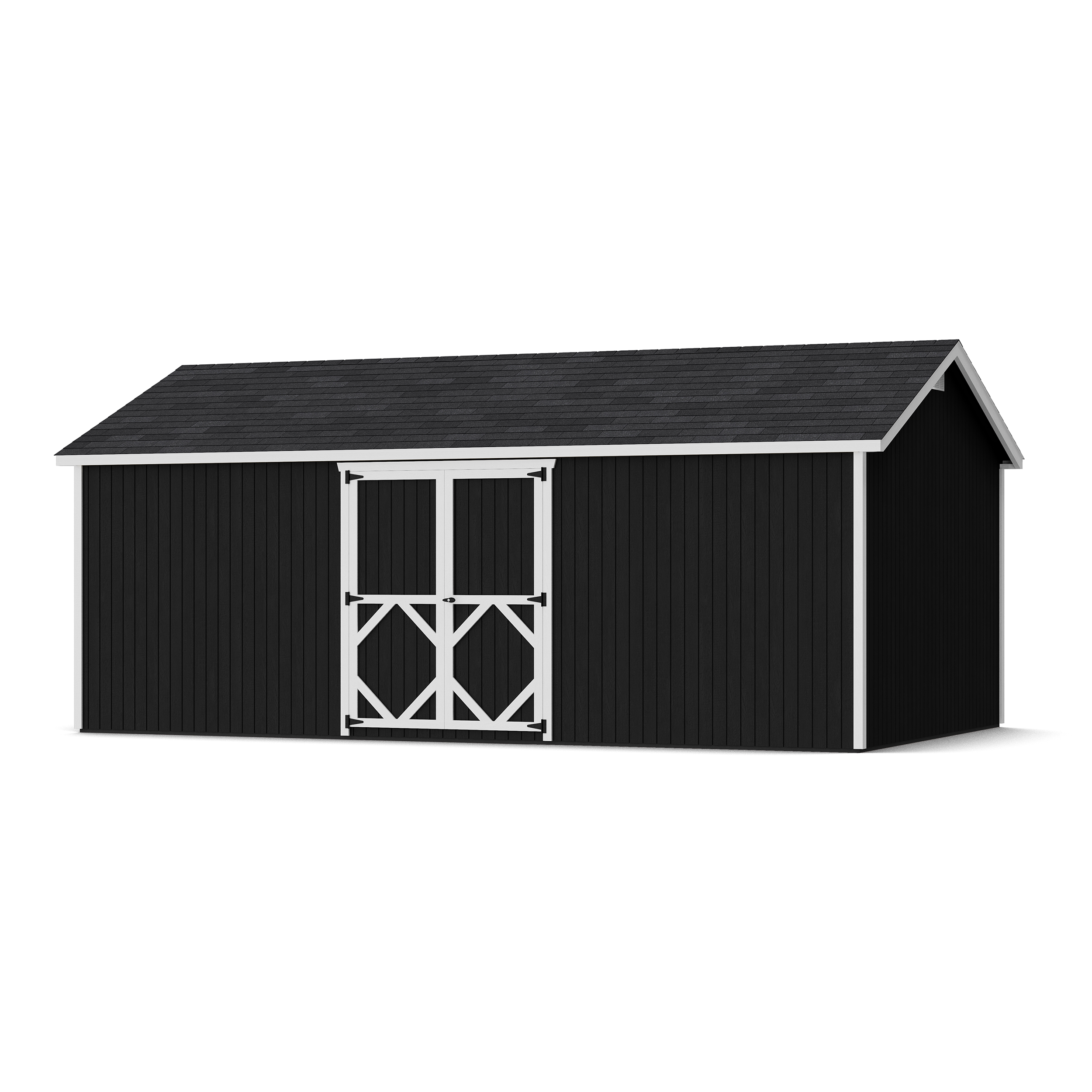 Rendering of Classic Gable Shed with Side Entry with shingles and paint.