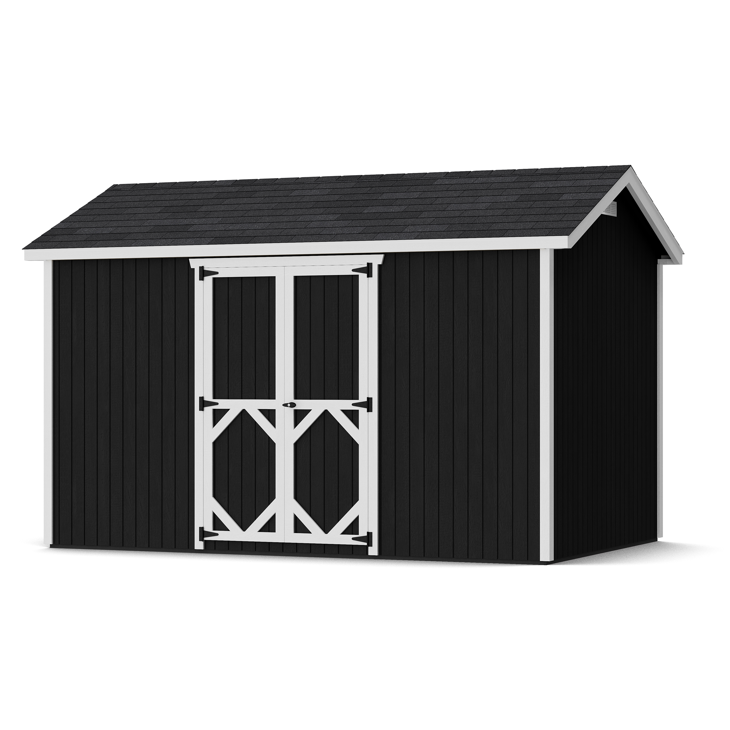 Rendering of Classic Gable Shed with Side Entry with shingles and paint.
