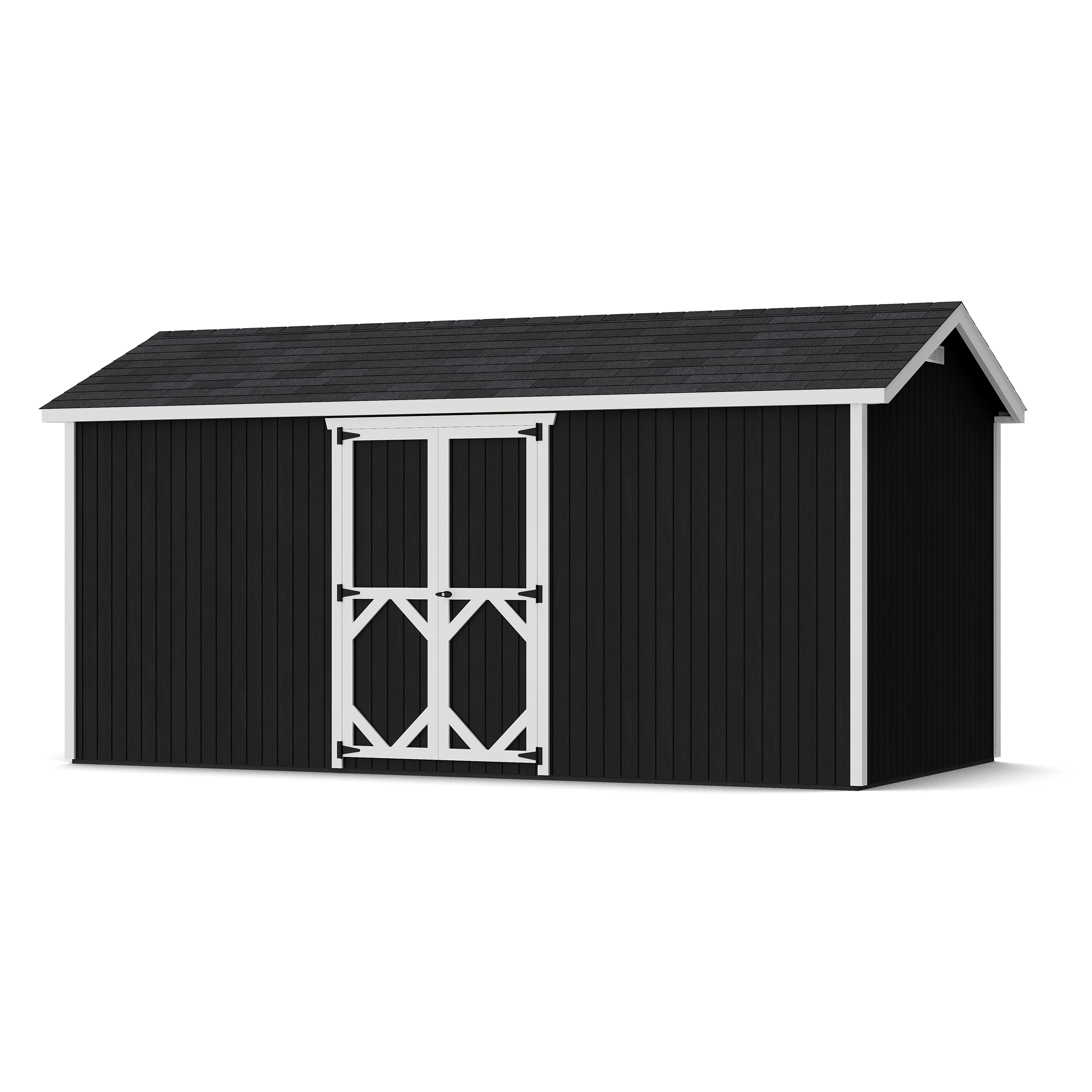 Rendering of Classic Gable Shed with Side Entry with shingles and paint.
