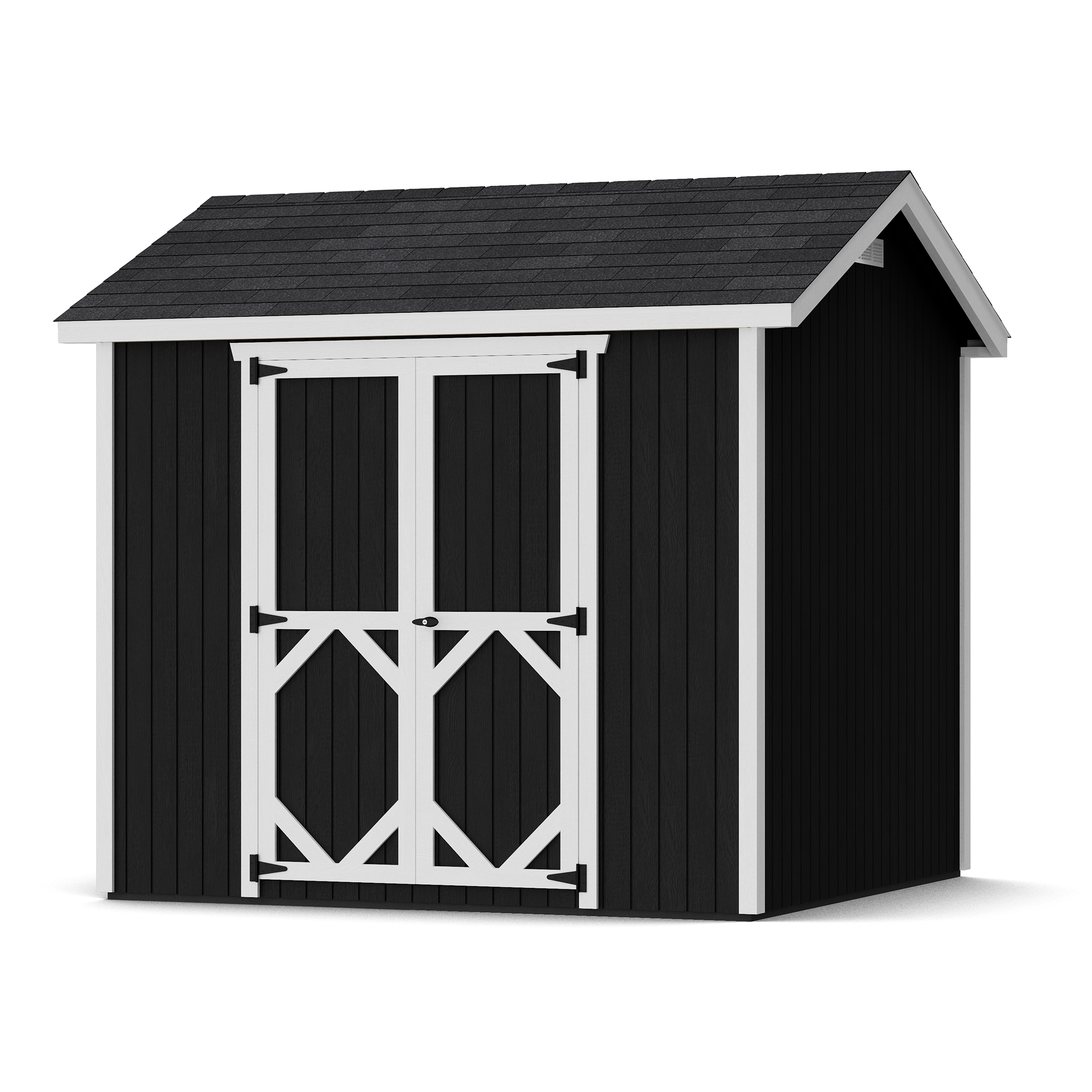 Rendering of Classic Gable Shed with Side Entry with shingles and paint.