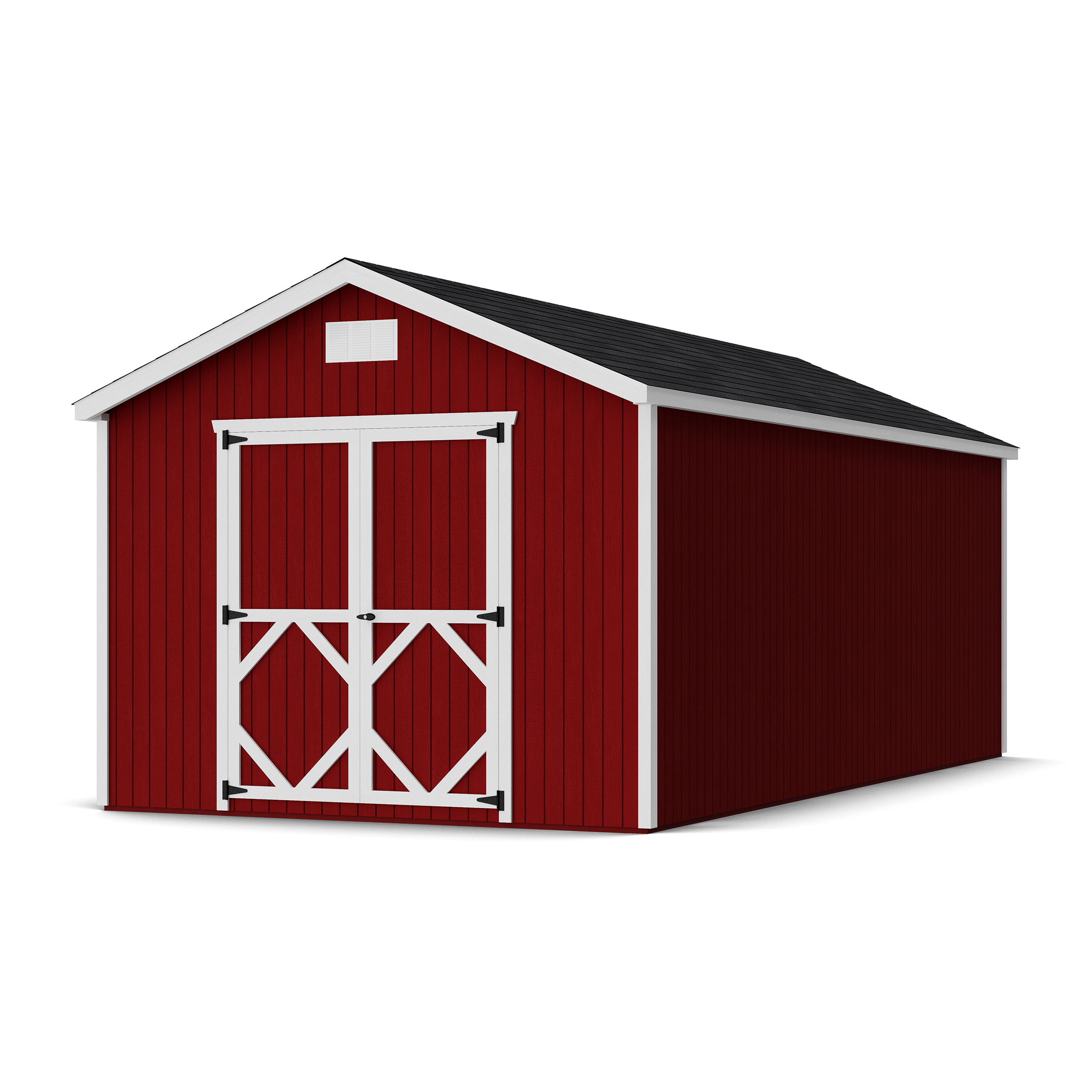 Rendering of Classic Gable Shed with shingles and paint.