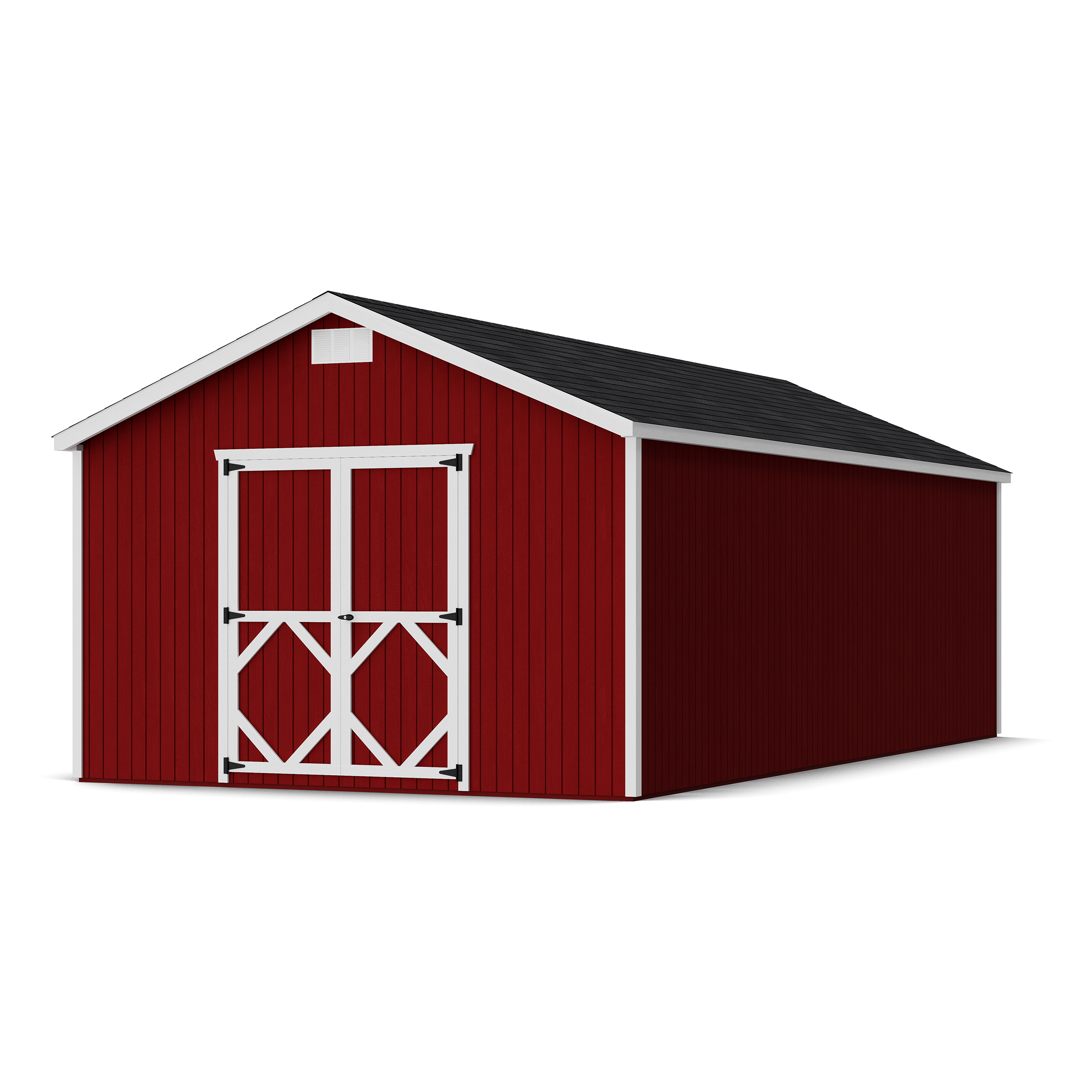 Rendering of Classic Gable Shed with shingles and paint.