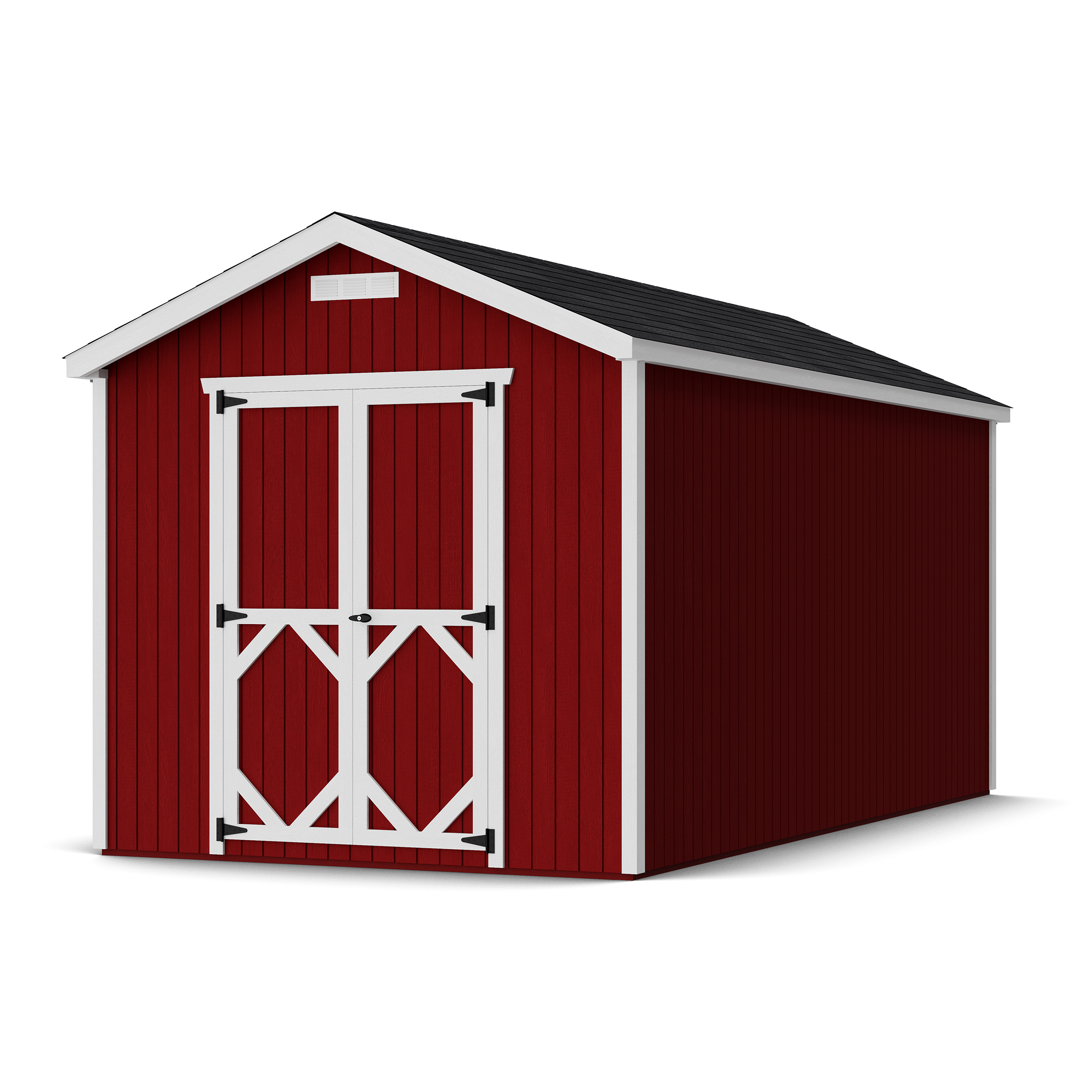 Rendering of Classic Gable Shed with shingles and paint.
