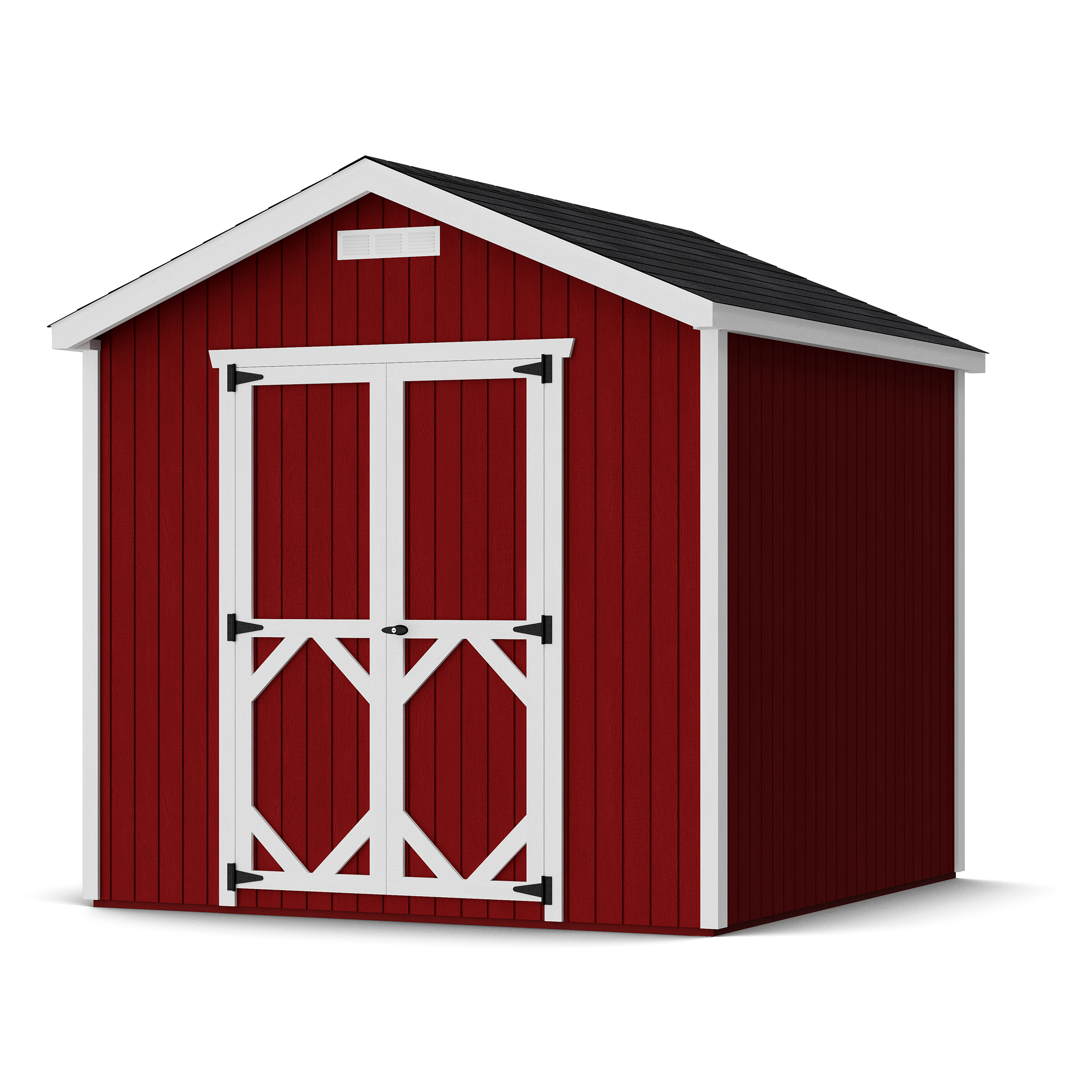 Rendering of Classic Gable Shed with shingles and paint.
