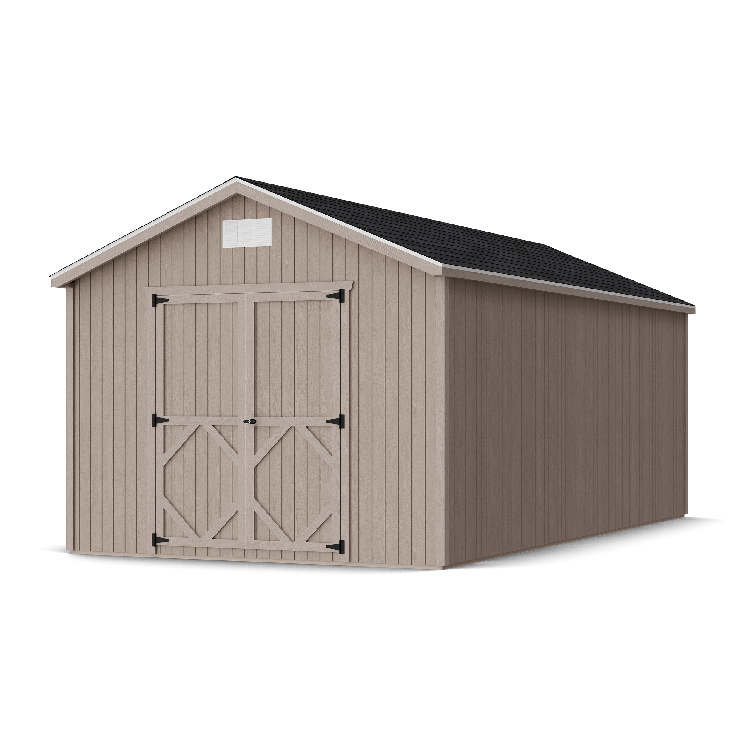Rendering of Classic Gable Shed in assembly process ready to be painted.