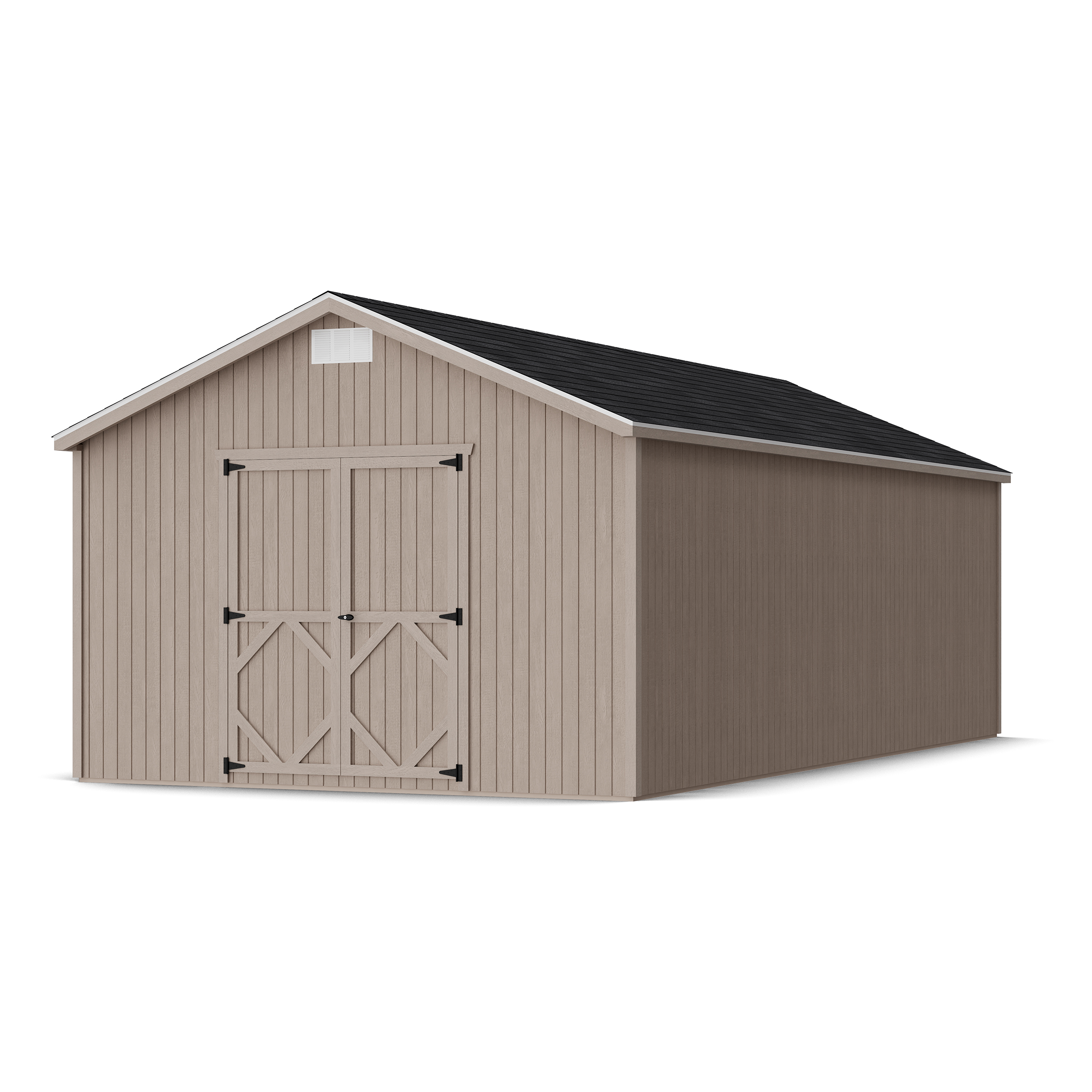 Rendering of Classic Gable Shed in assembly process ready to be painted.