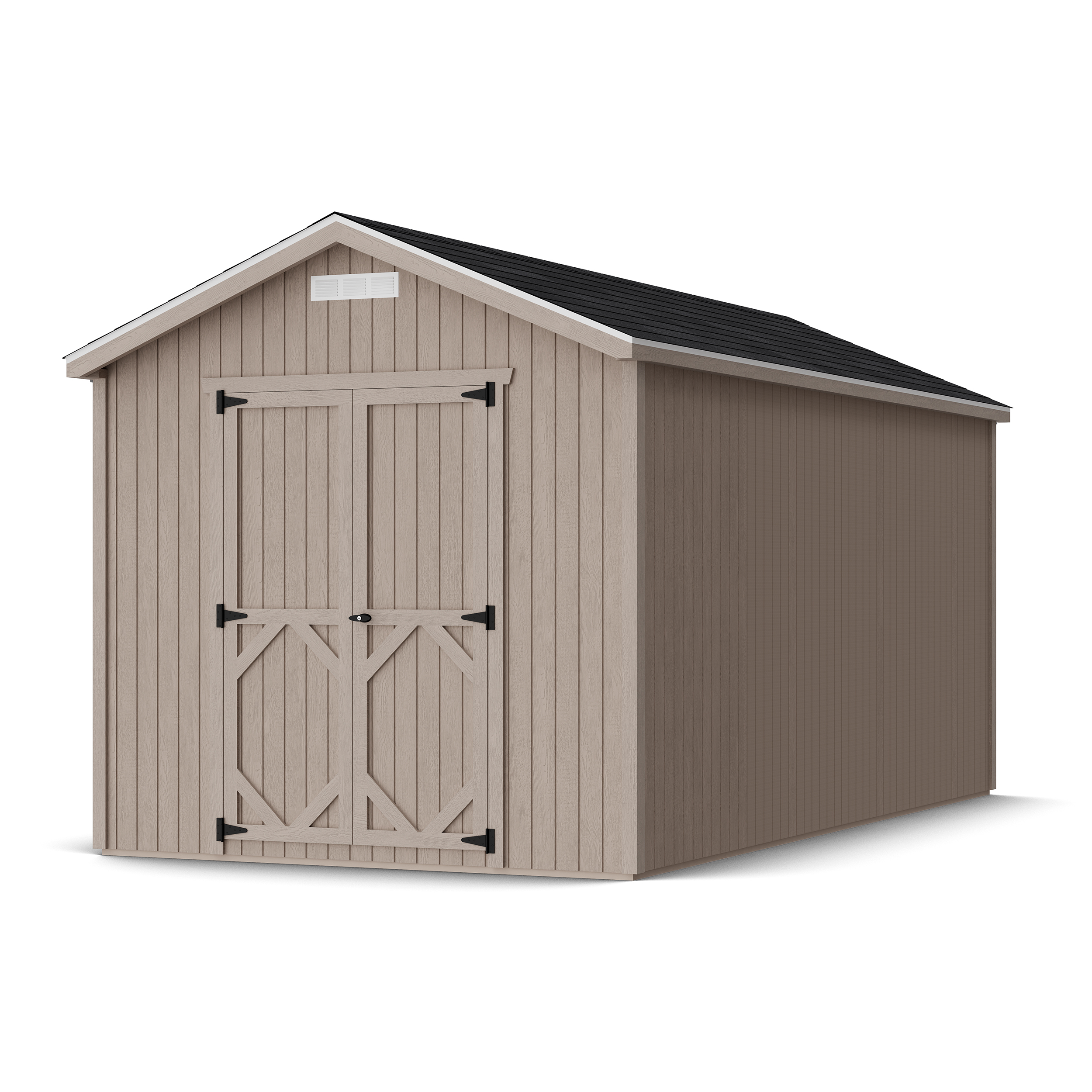 Rendering of Classic Gable Shed in assembly process ready to be painted.