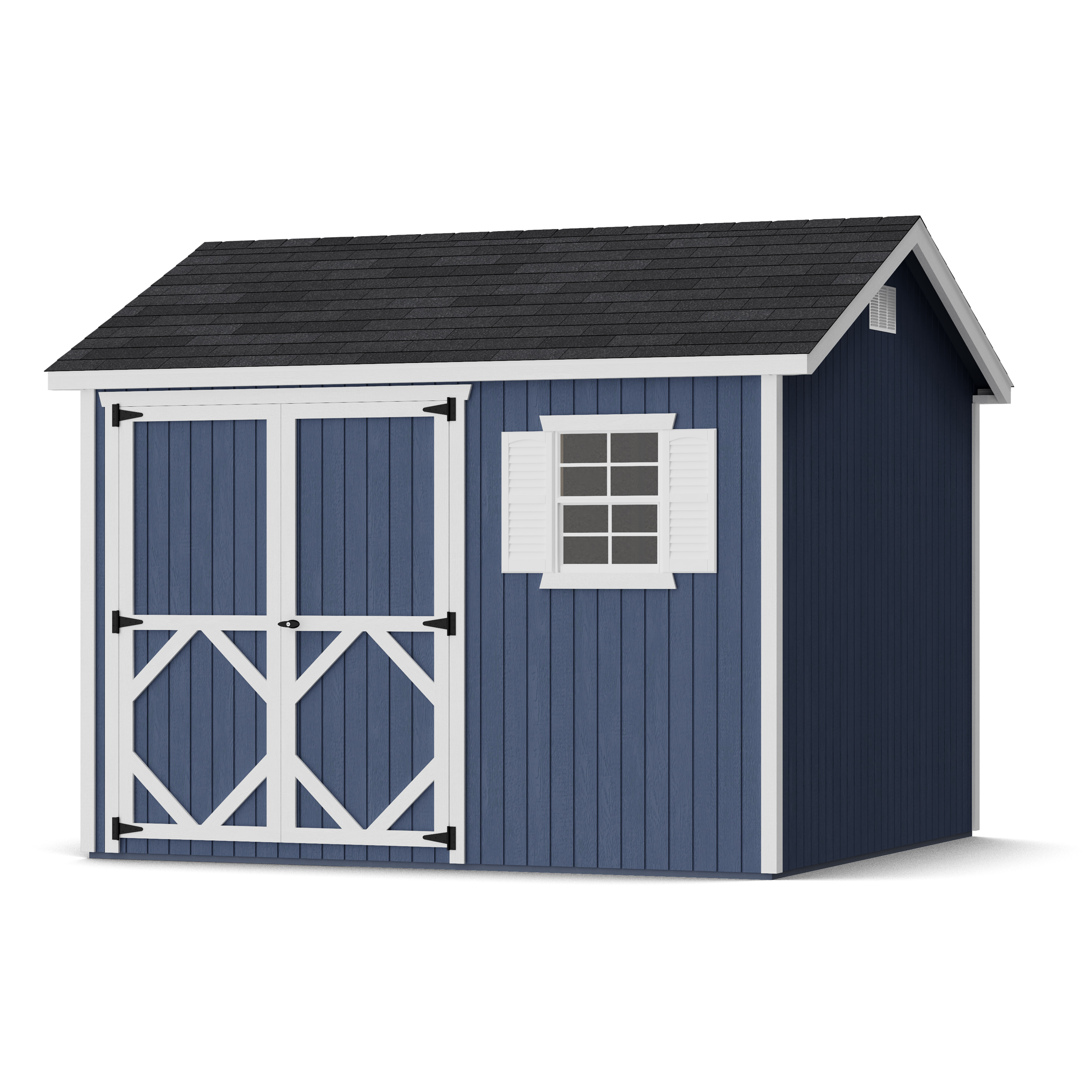 Rendering of Classic Workshop Shed with shingles and paint.