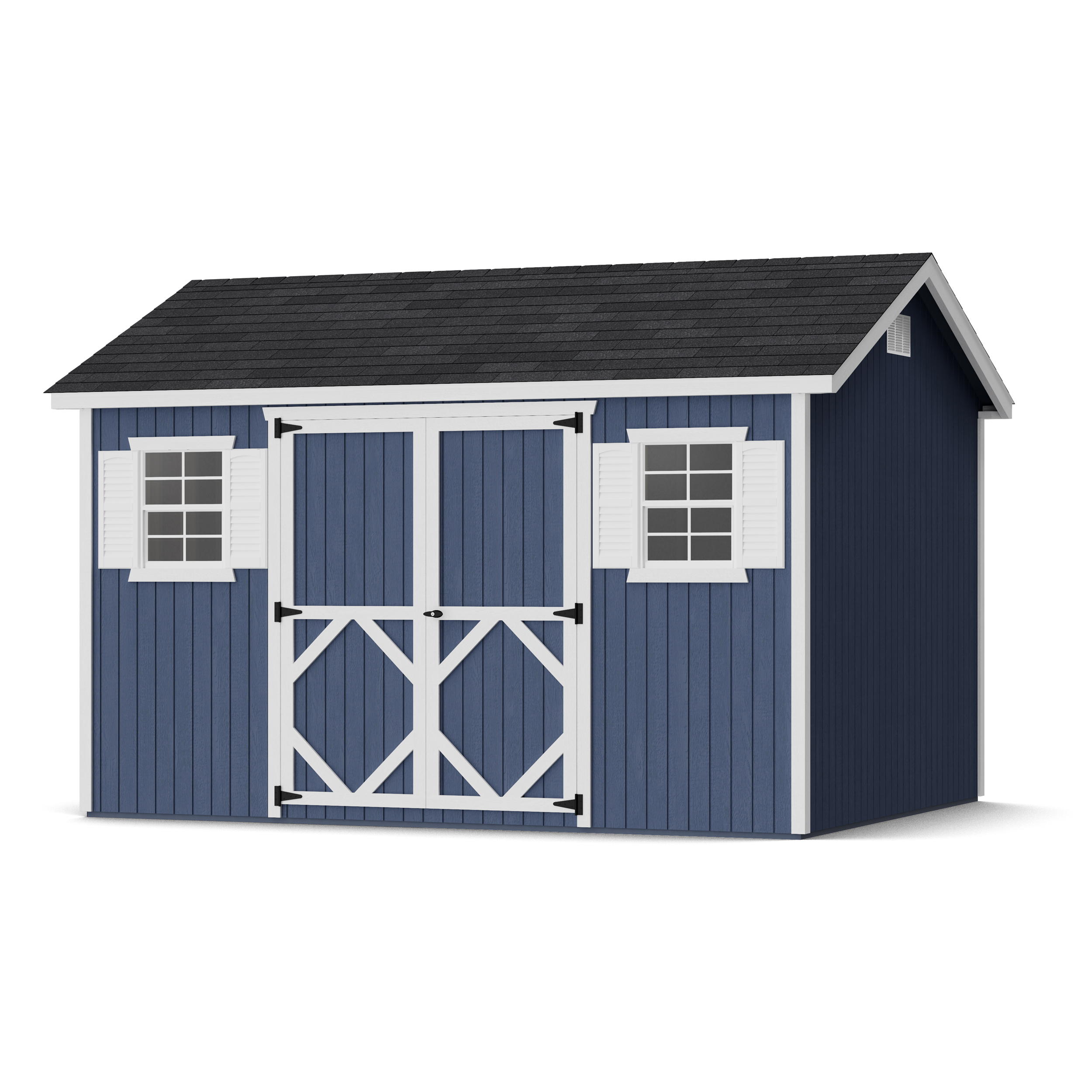 Rendering of Classic Workshop Shed with shingles and paint.