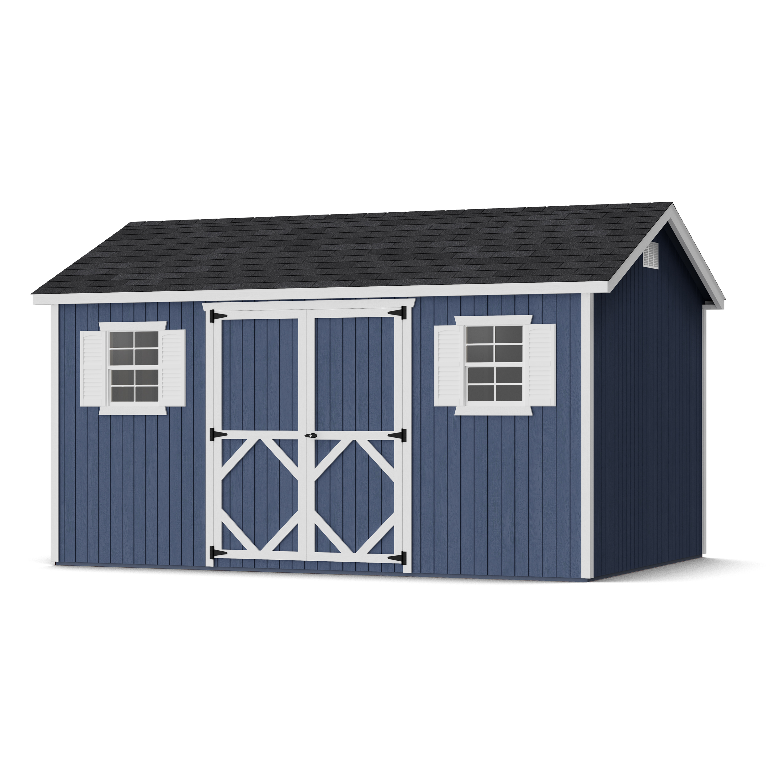 Rendering of Classic Workshop Shed with shingles and paint.