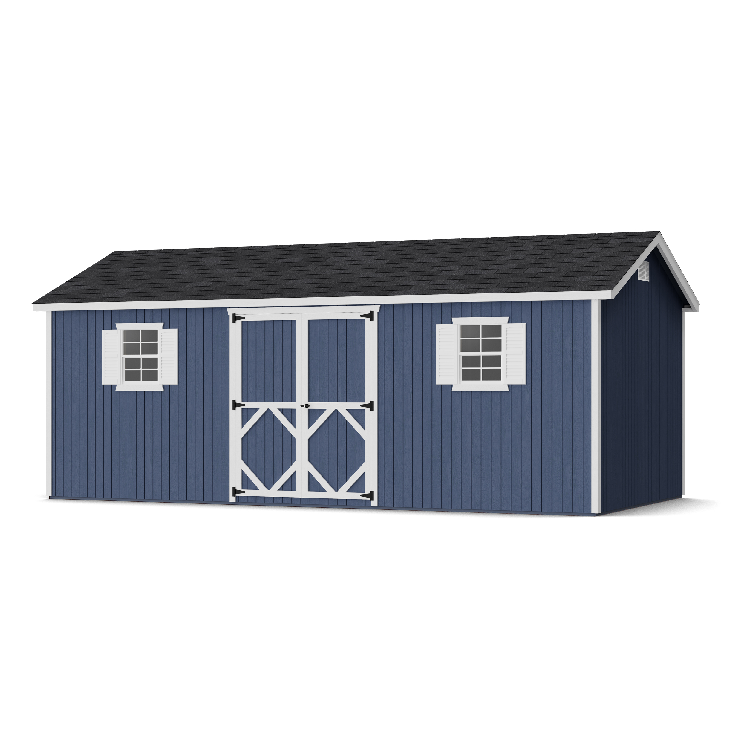 Rendering of Classic Workshop Shed with shingles and paint.