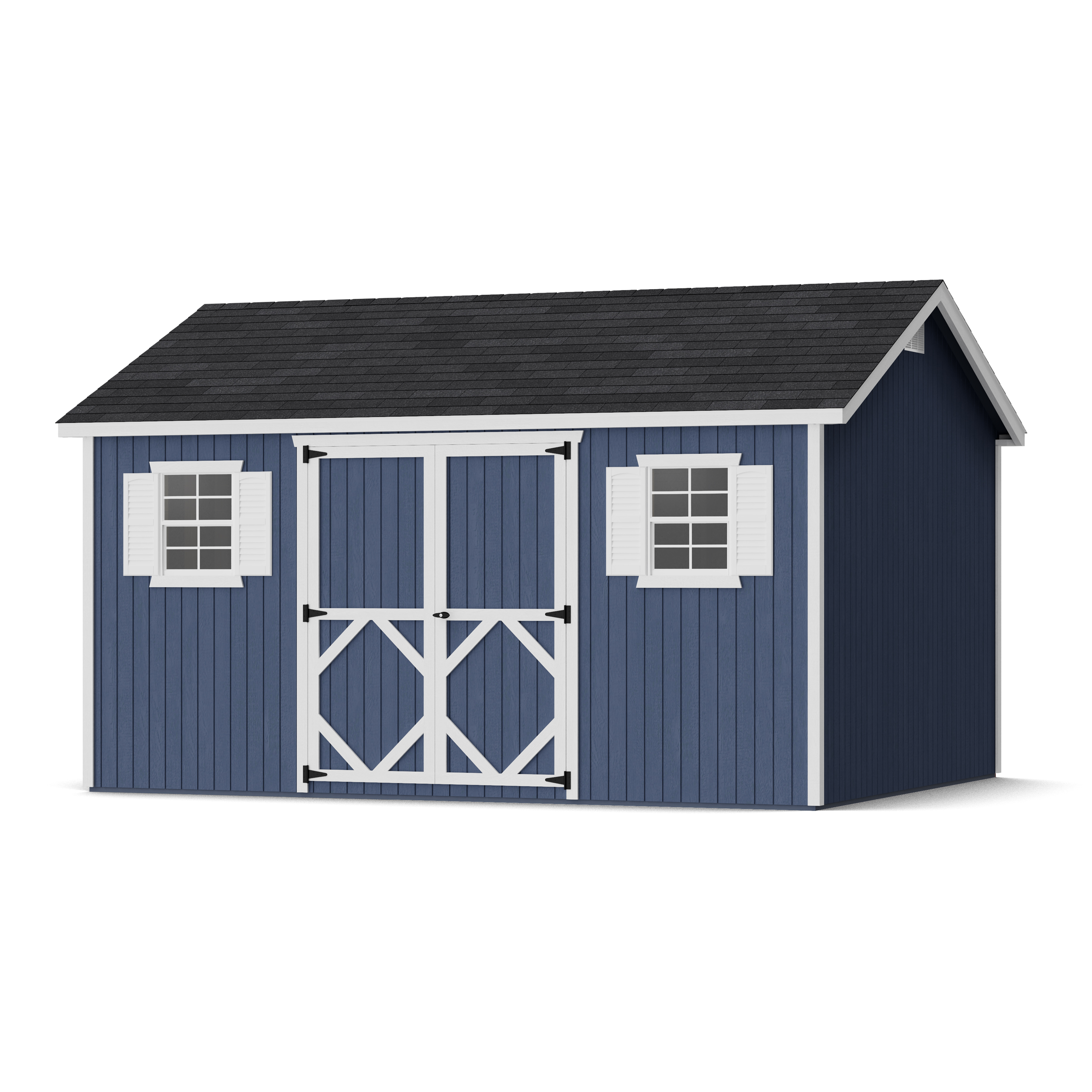 Rendering of Classic Workshop Shed with shingles and paint.