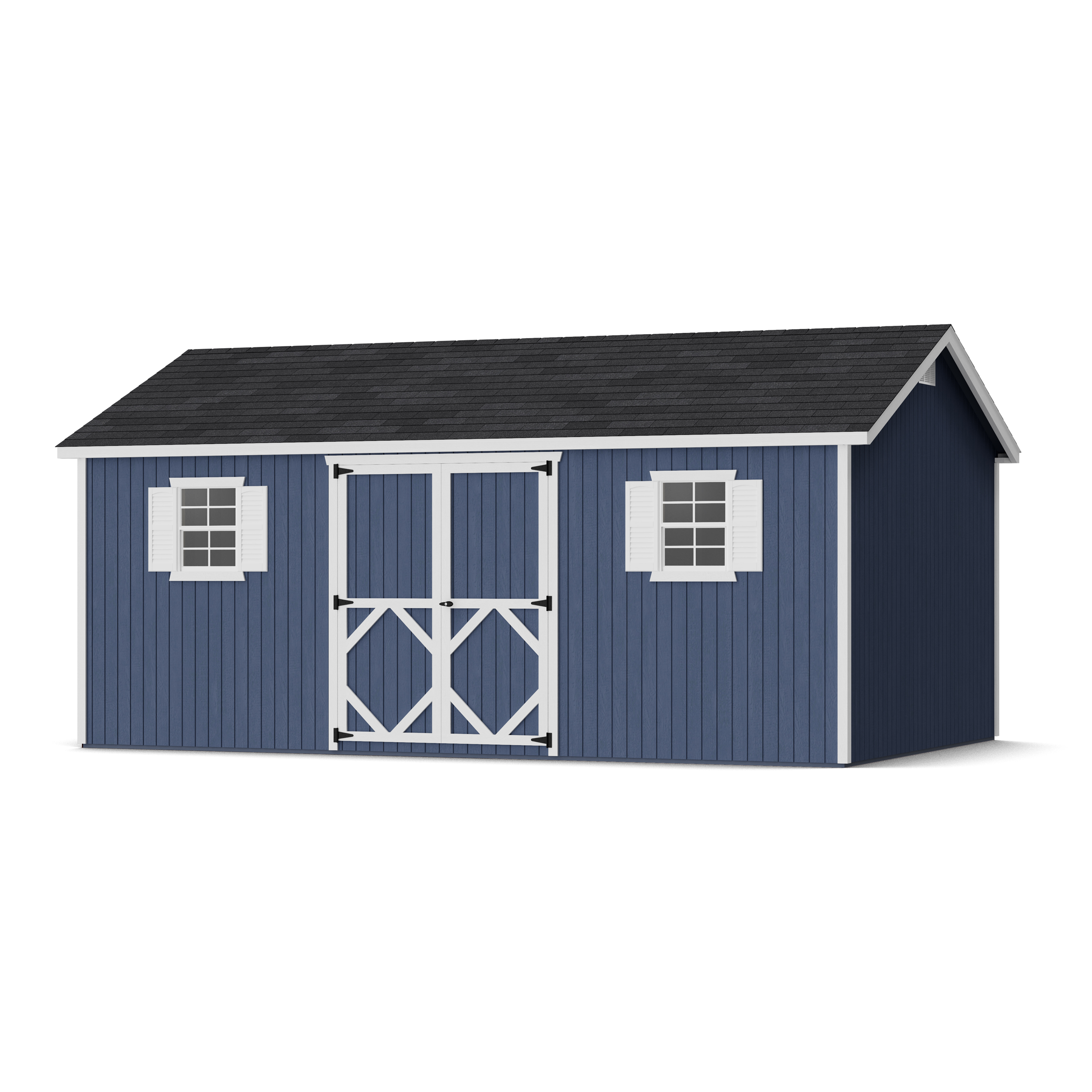 Rendering of Classic Workshop Shed with shingles and paint.