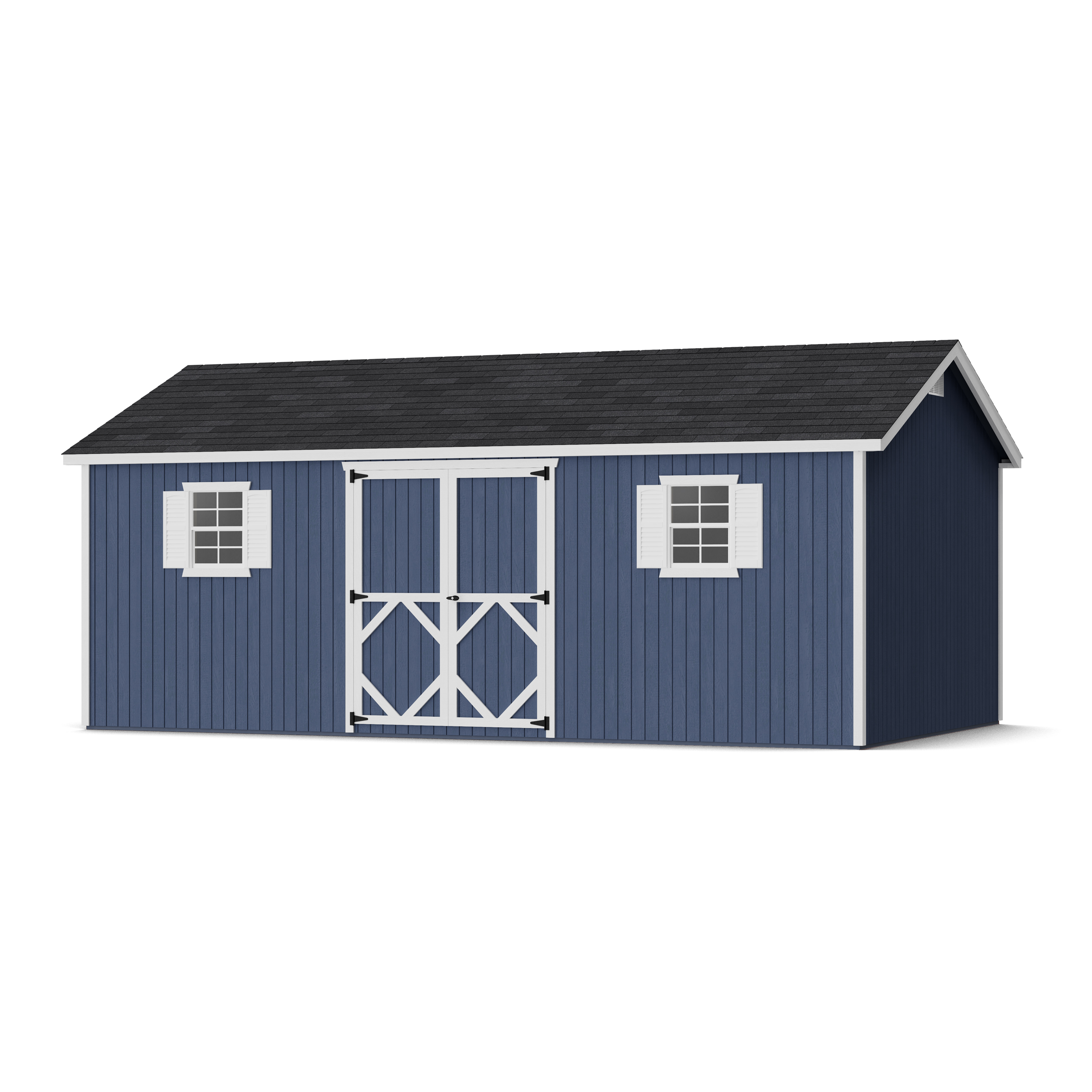 Rendering of Classic Workshop Shed with shingles and paint.