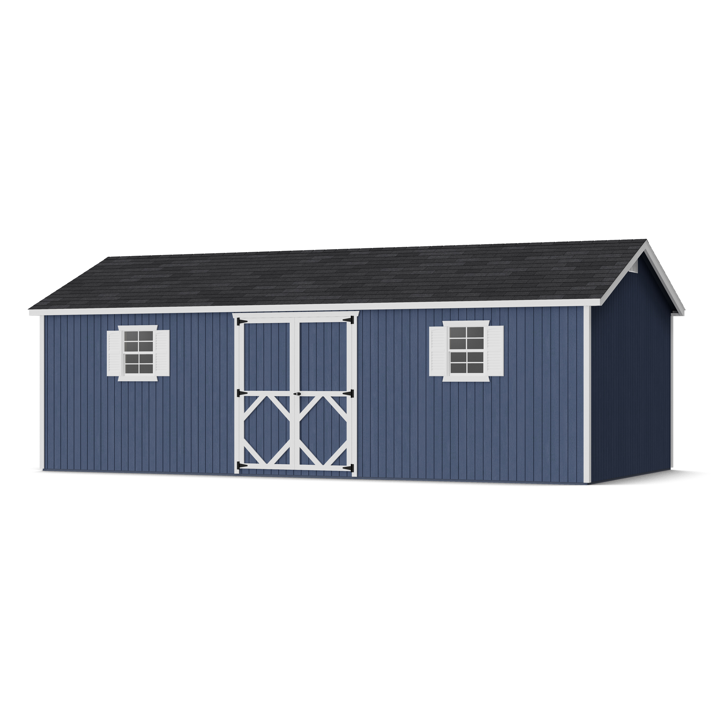 Rendering of Classic Workshop Shed with shingles and paint.