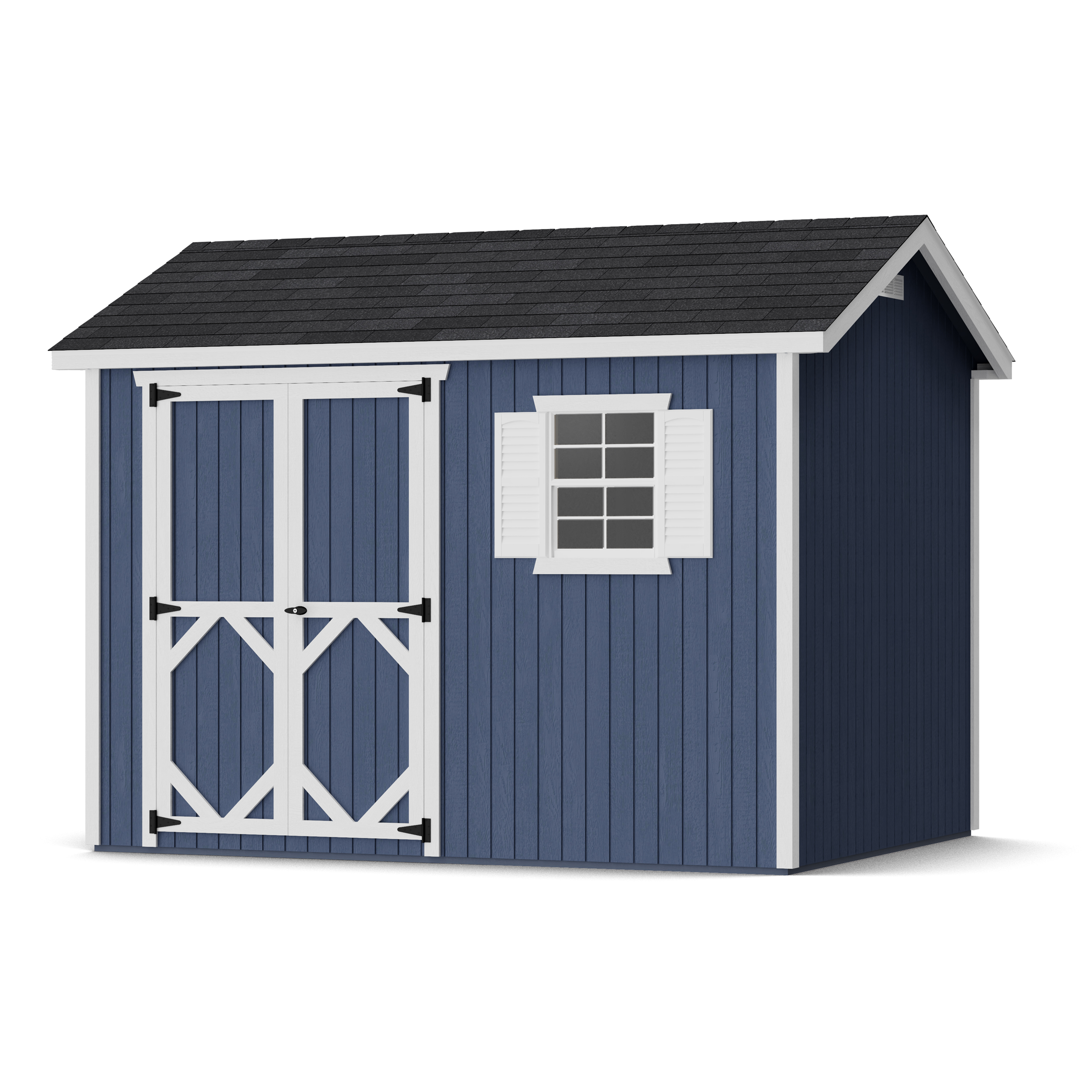 Rendering of Classic Workshop Shed with shingles and paint.