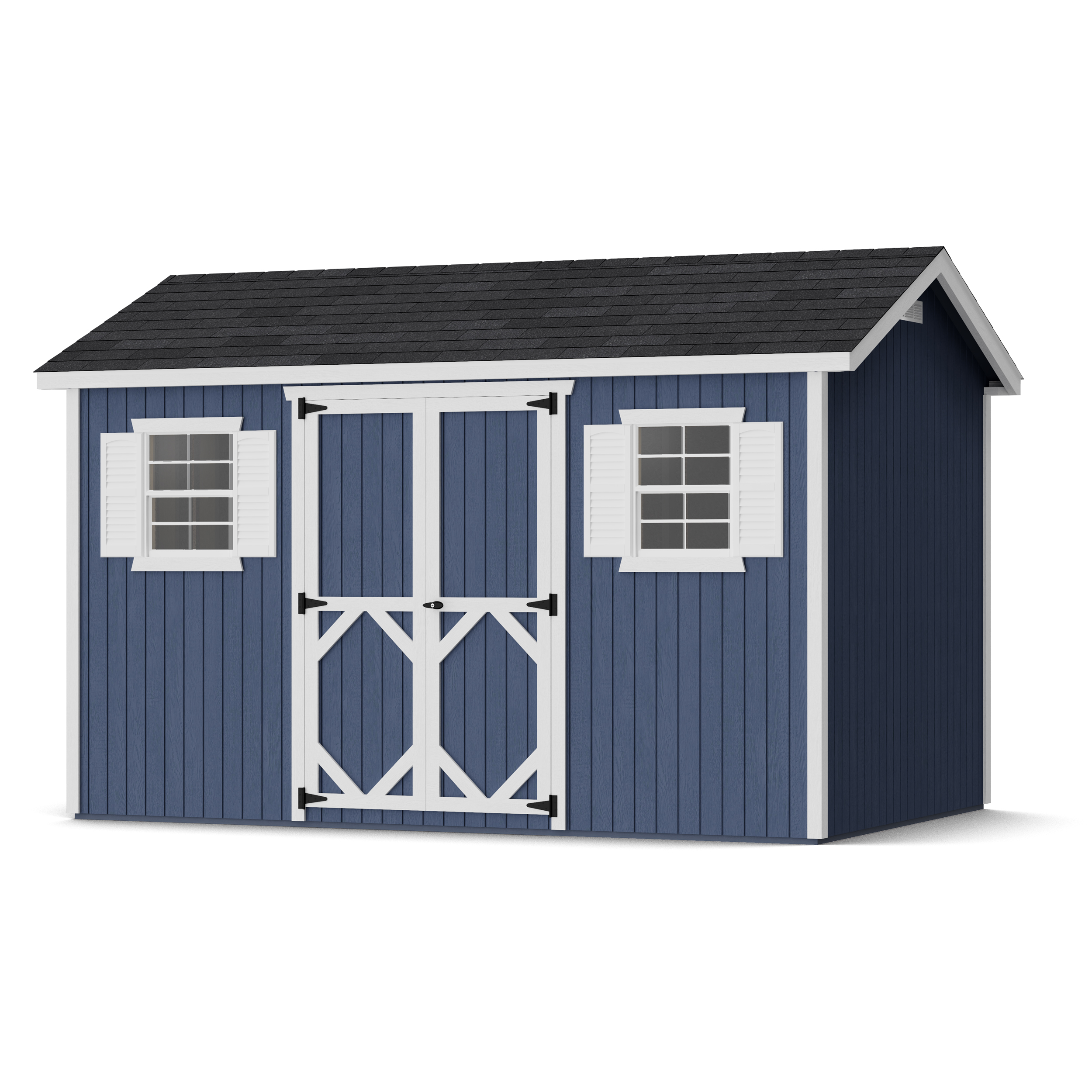 Rendering of Classic Workshop Shed with shingles and paint.