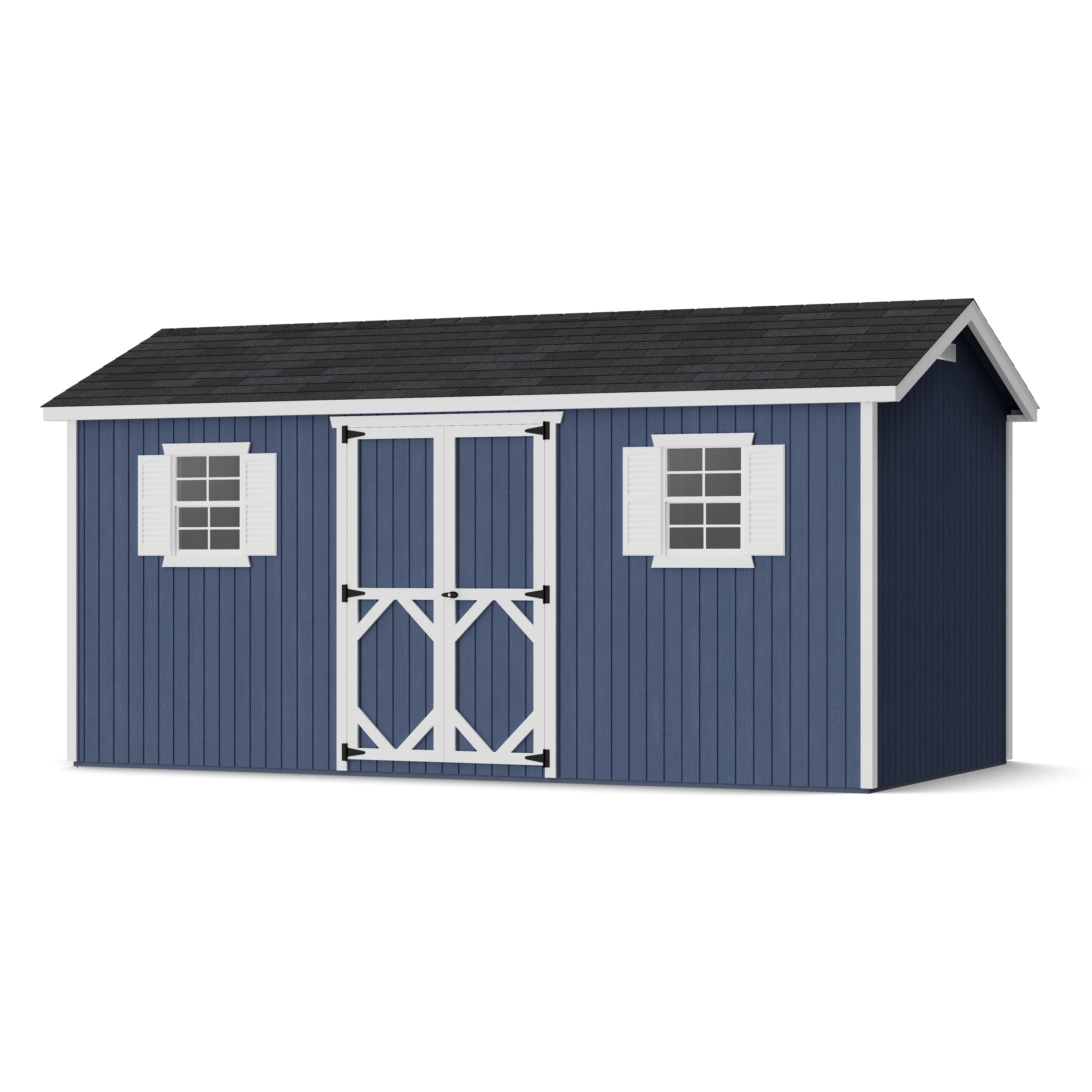 Rendering of Classic Workshop Shed with shingles and paint.