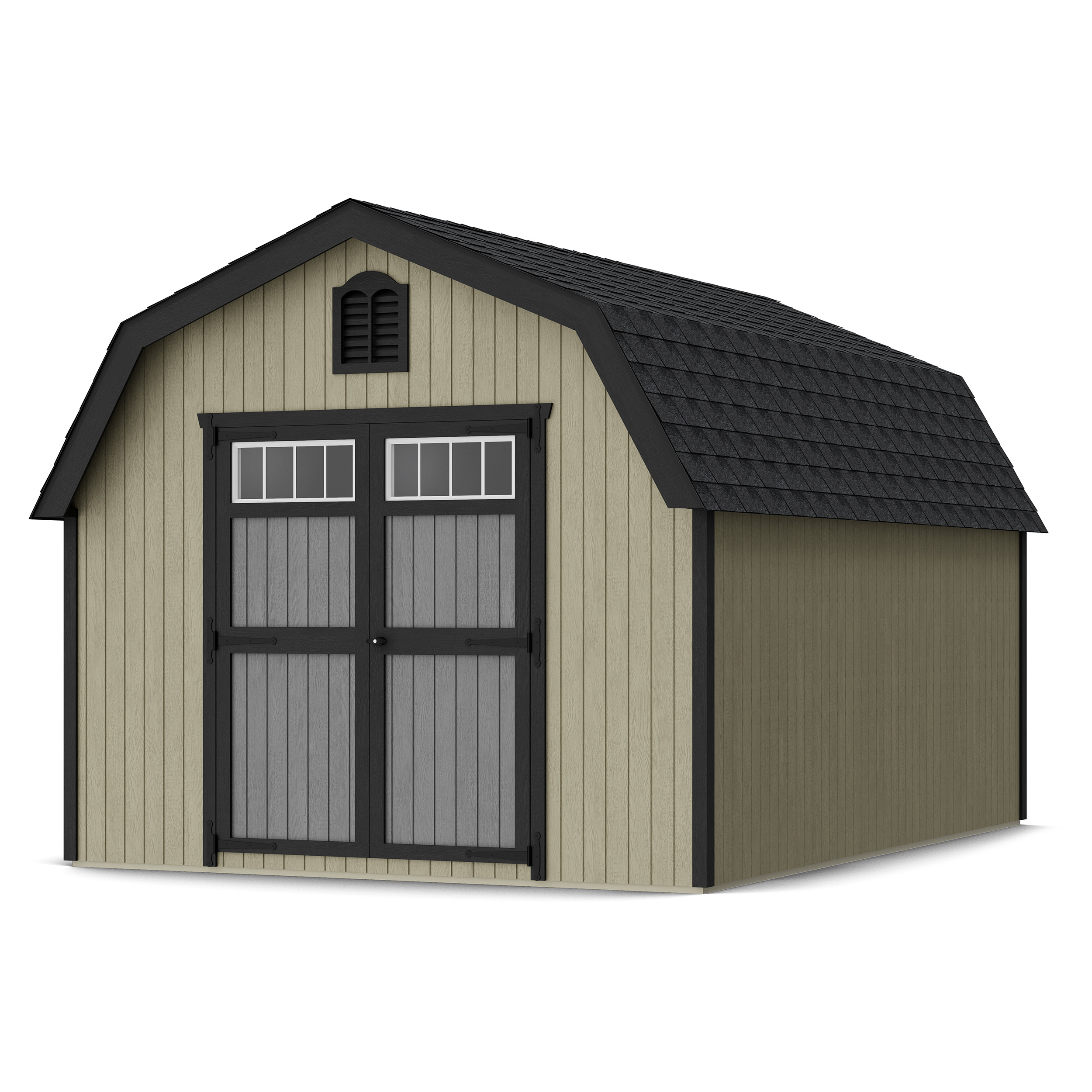 Rendering of Colonial Greenfield Barn Shed with shingles and paint.