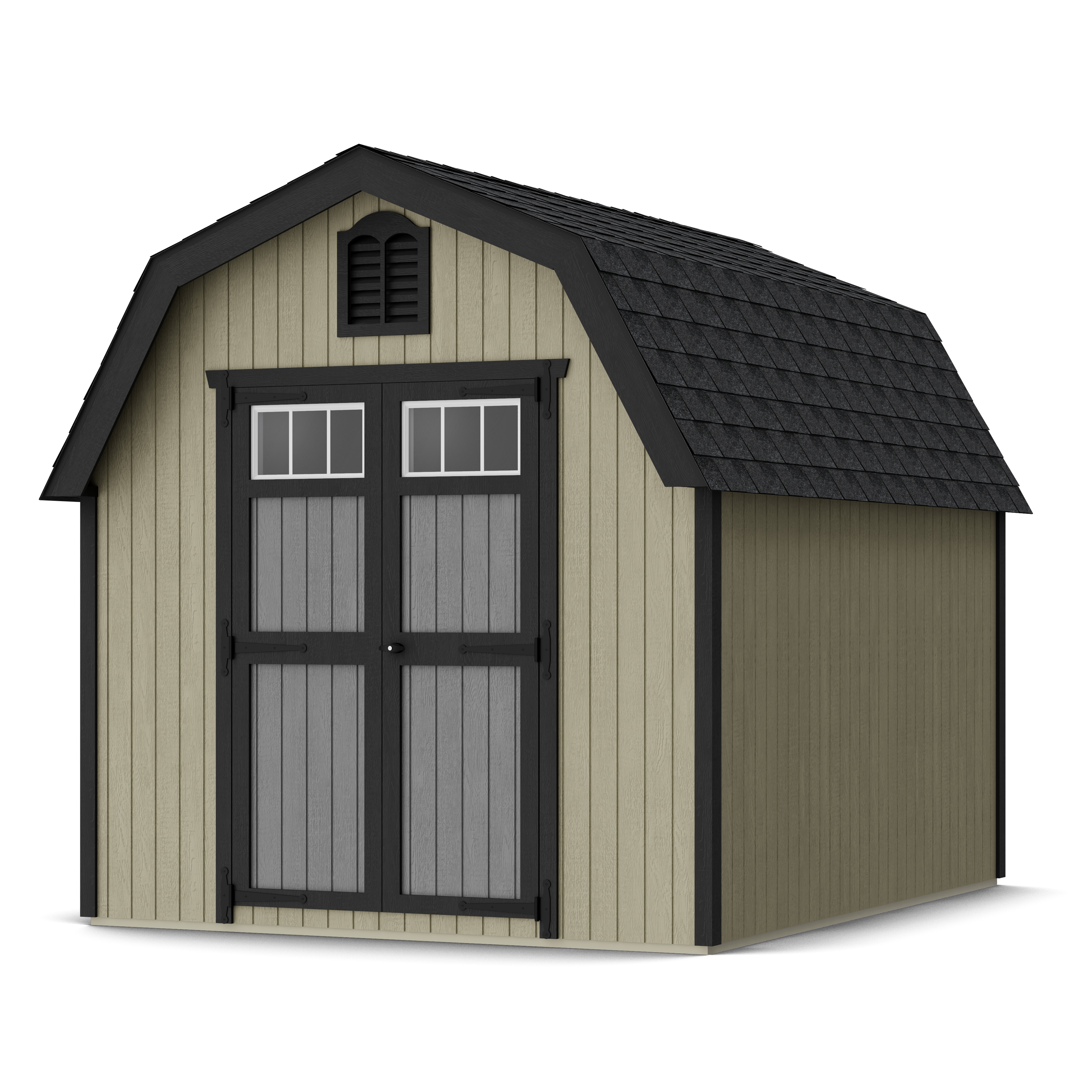 Rendering of Colonial Greenfield Barn Shed with shingles and paint.