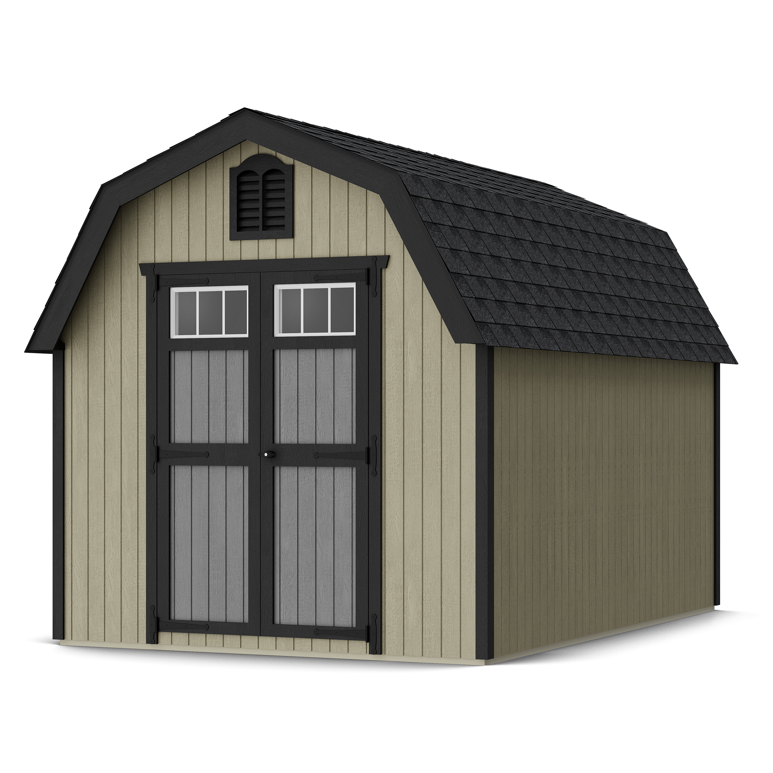 Rendering of Colonial Greenfield Barn Shed with shingles and paint.