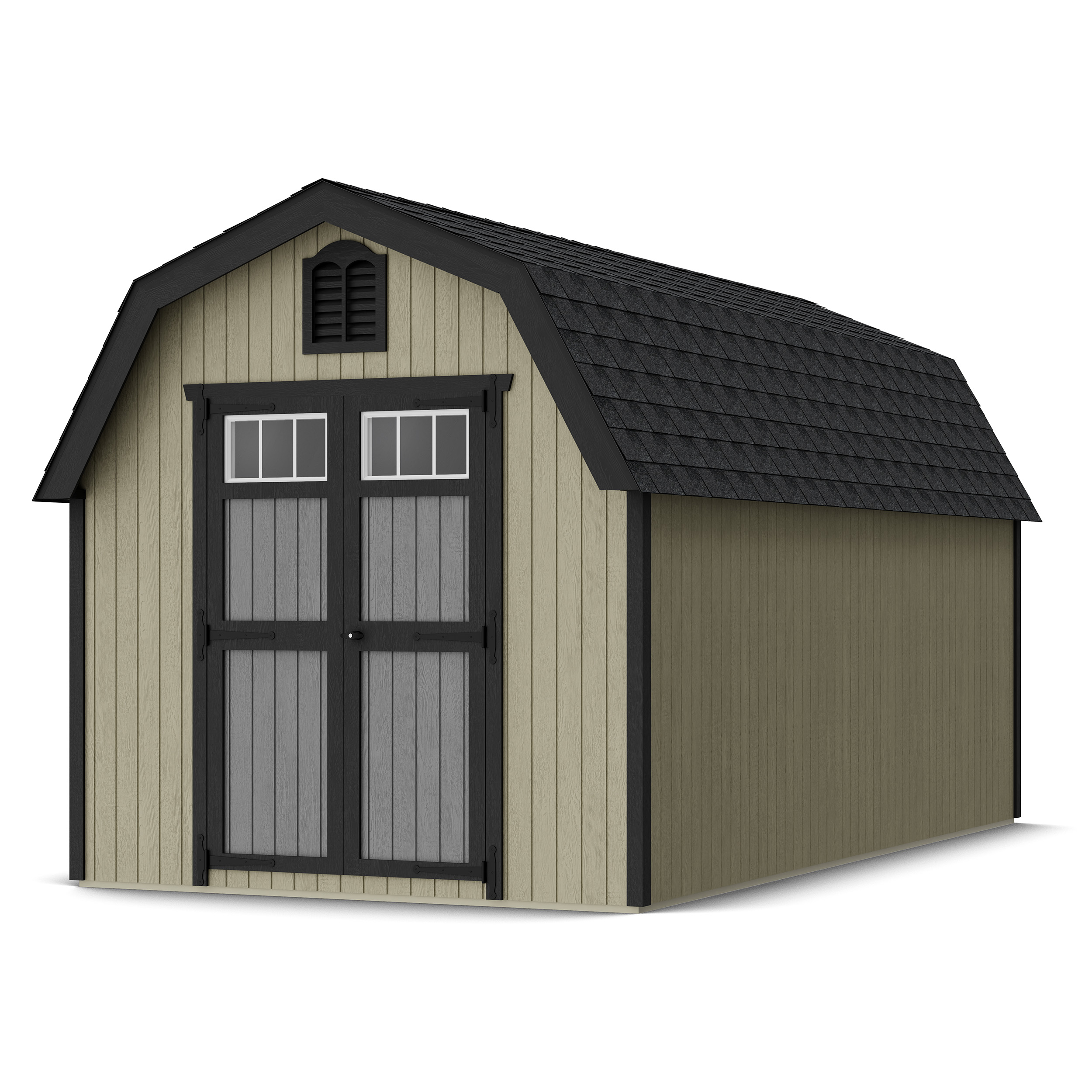 Rendering of Colonial Greenfield Barn Shed with shingles and paint.