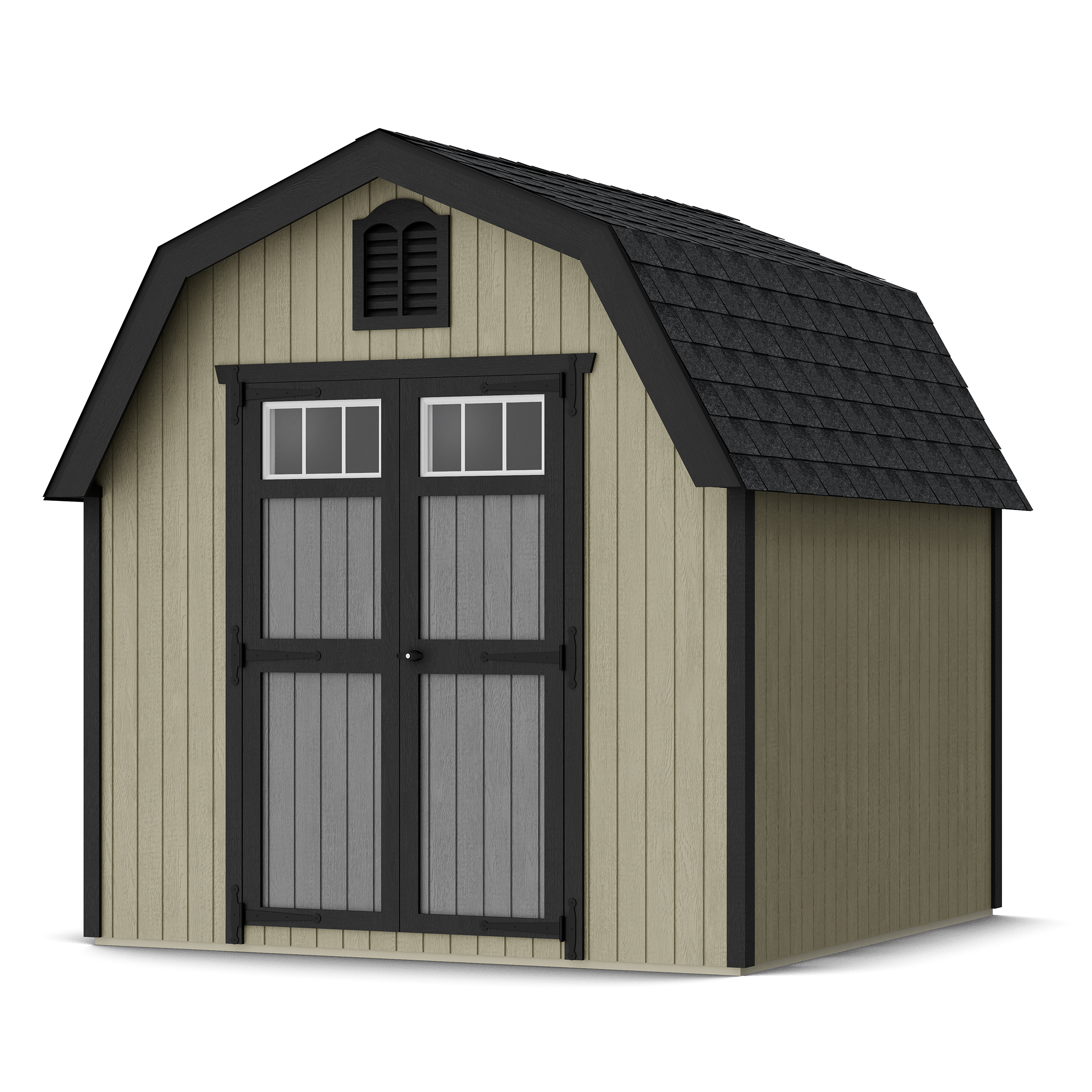 Rendering of Colonial Greenfield Barn Shed with shingles and paint.