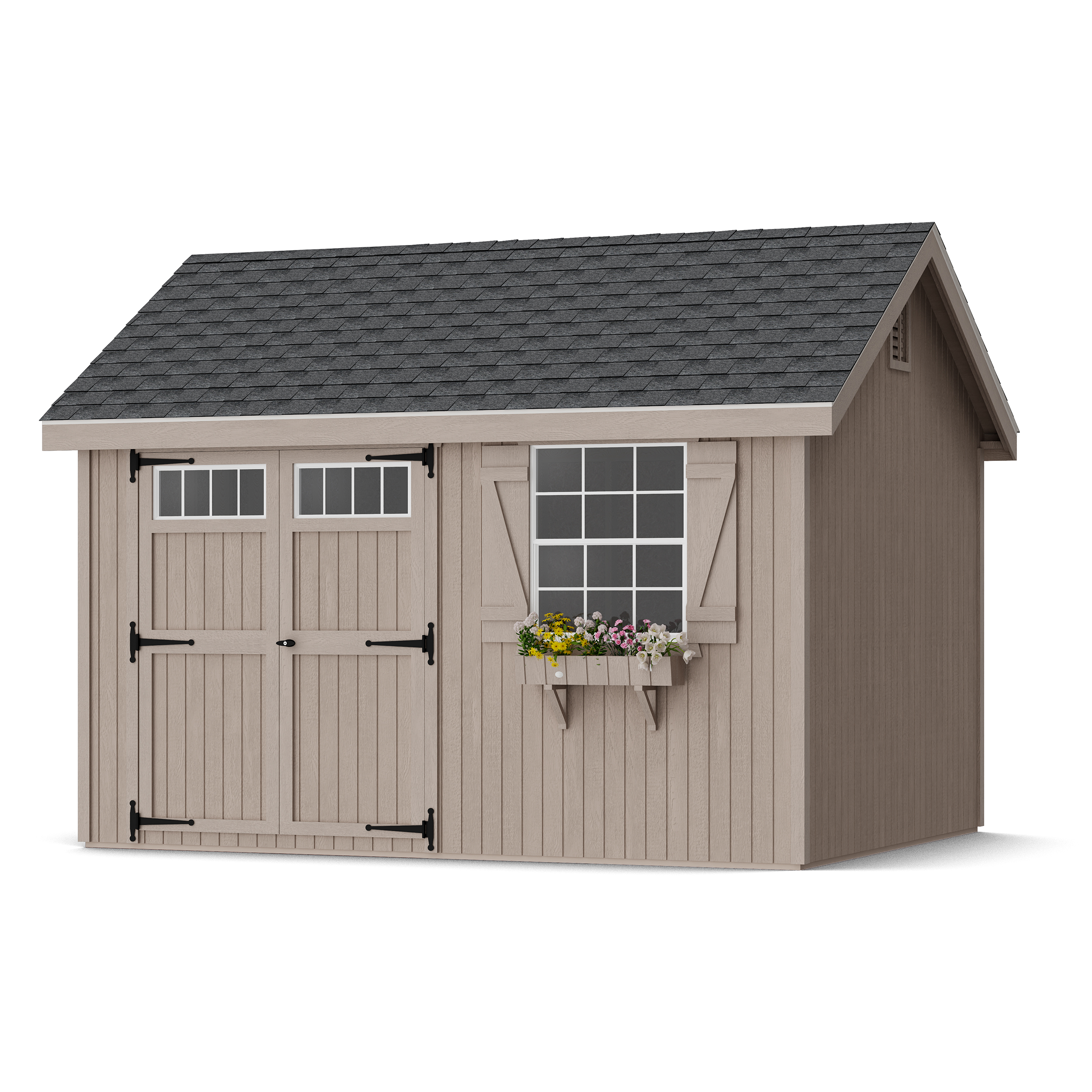 Rendering of Colonial Pinehurst Shed in assembly process ready to be painted.