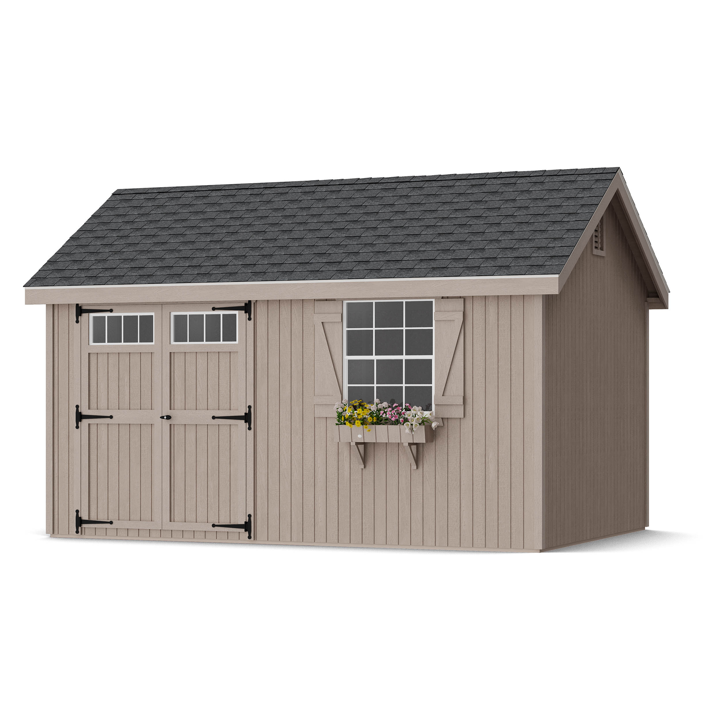 Rendering of Colonial Pinehurst Shed in assembly process ready to be painted.