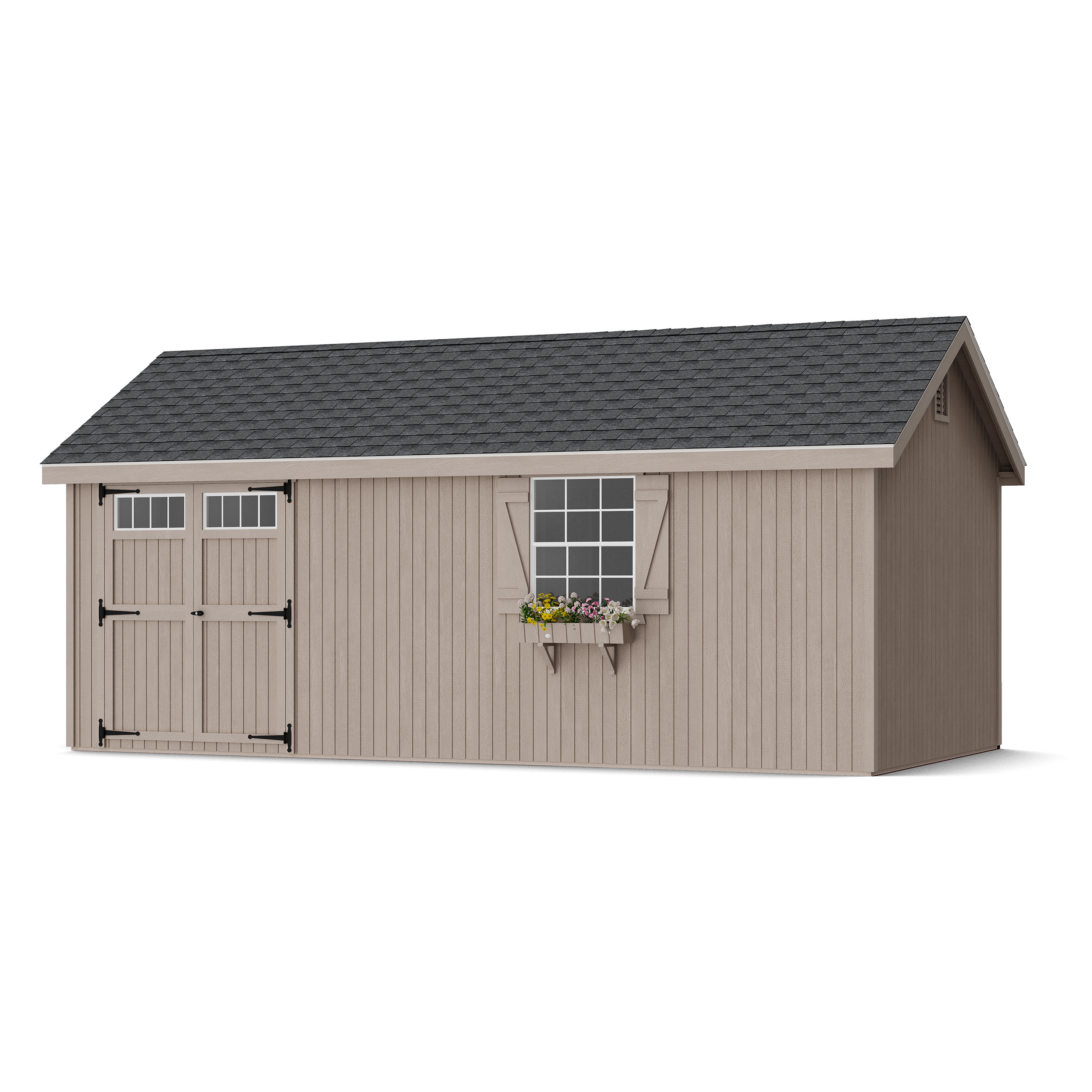 Rendering of Colonial Pinehurst Shed in assembly process ready to be painted.