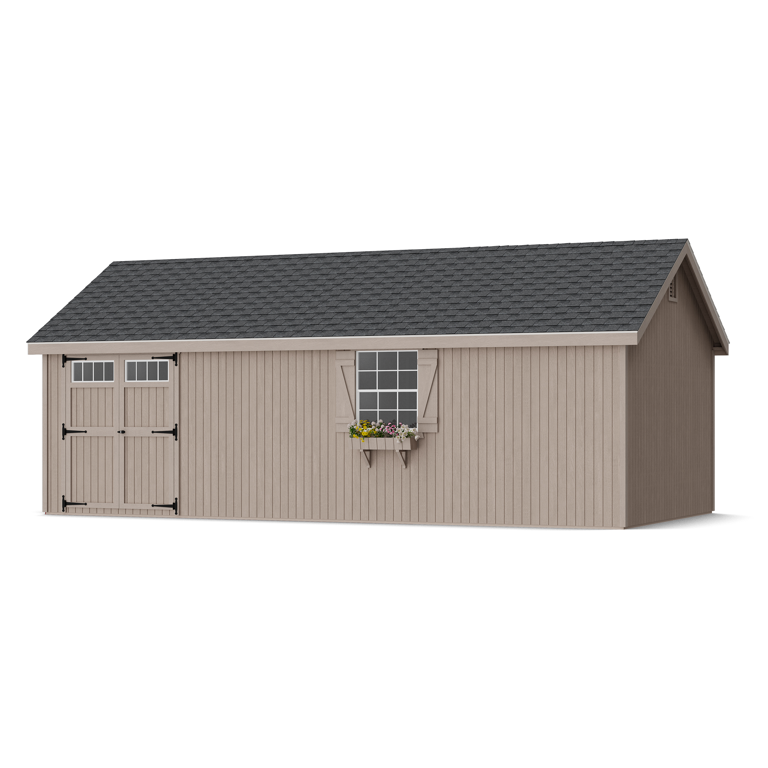 Rendering of Colonial Pinehurst Shed in assembly process ready to be painted.