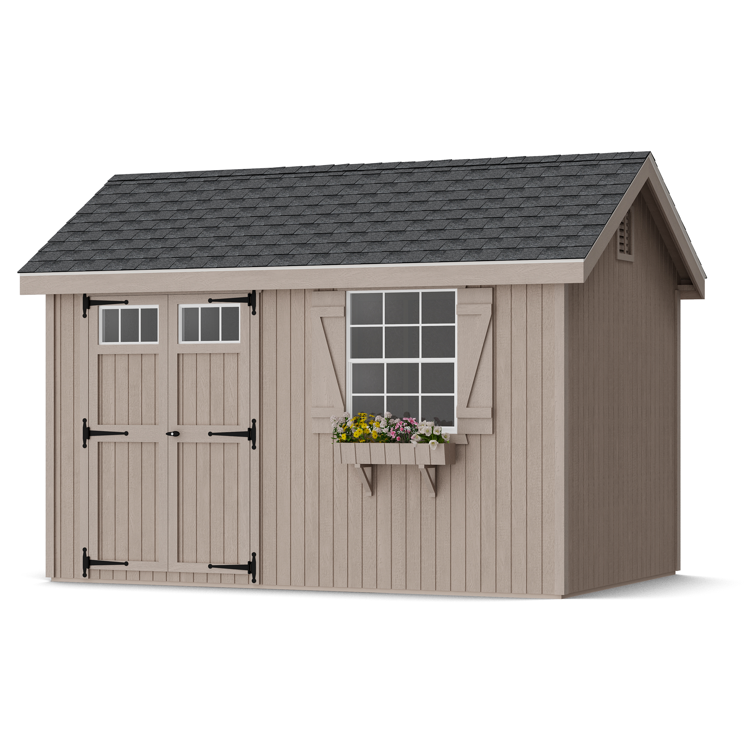 Rendering of Colonial Pinehurst Shed in assembly process ready to be painted.