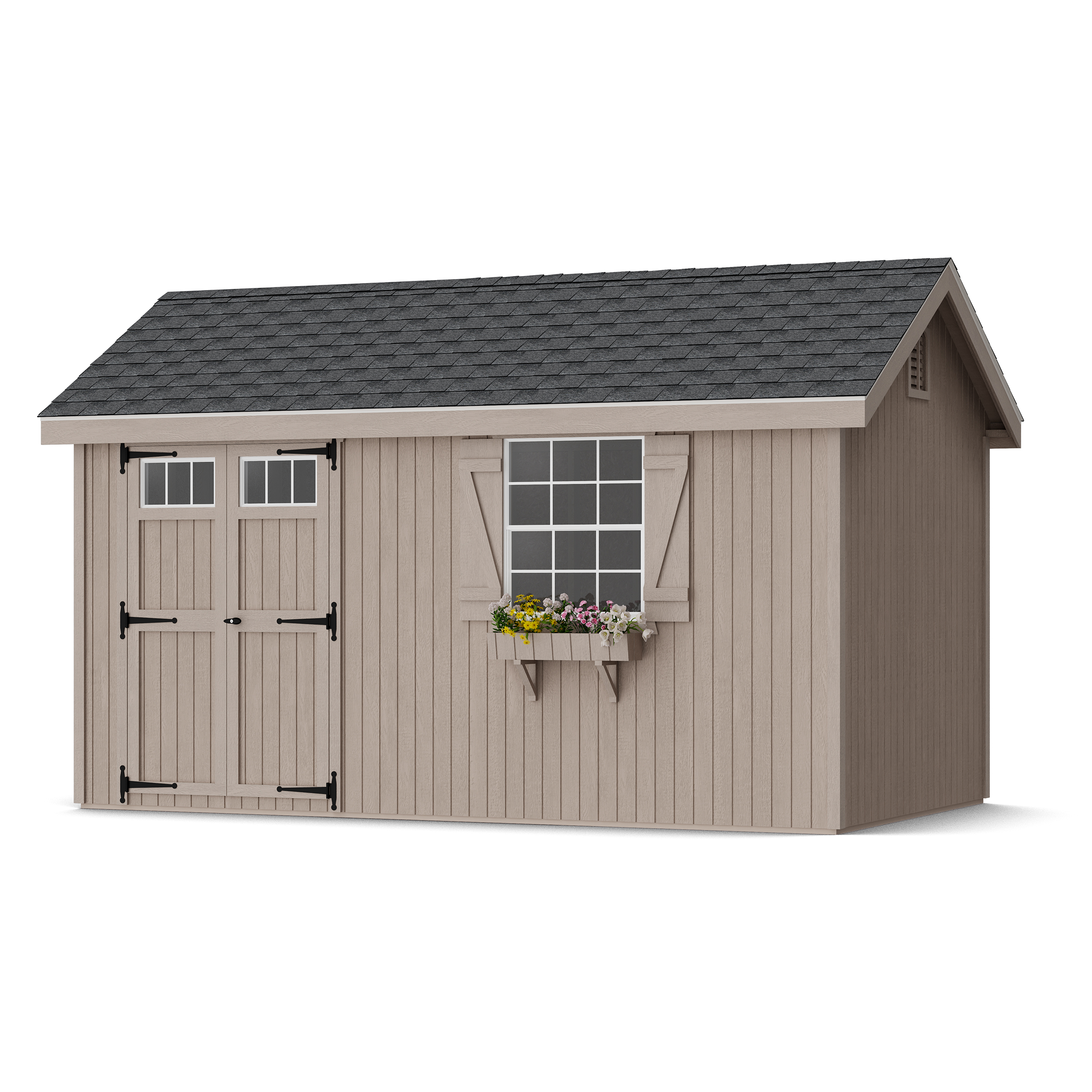 Rendering of Colonial Pinehurst Shed in assembly process ready to be painted.