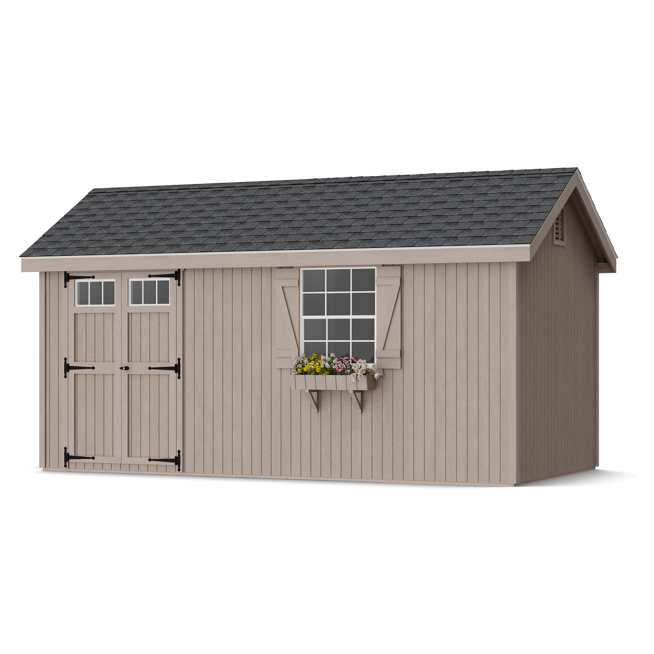 Rendering of Colonial Pinehurst Shed in assembly process ready to be painted.