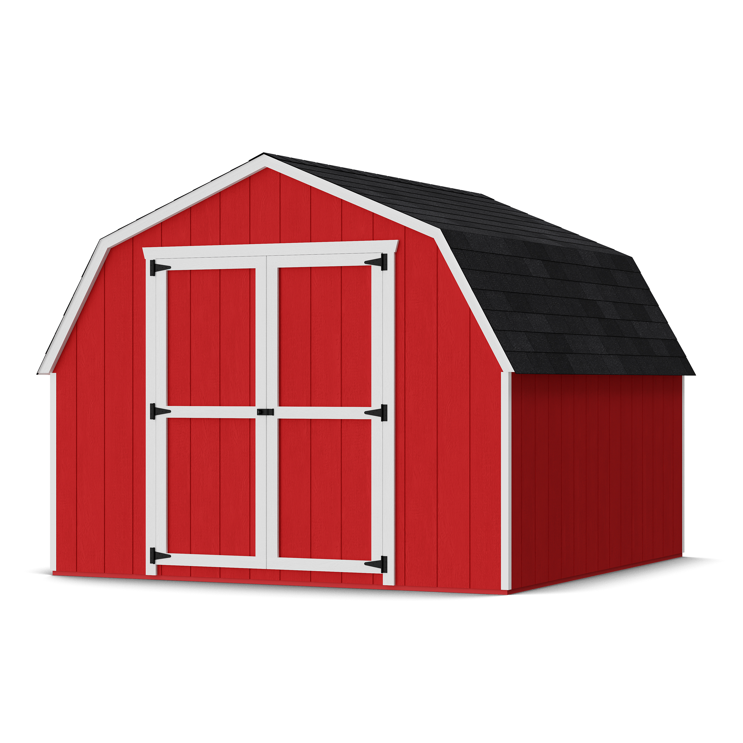 Rendering of Value Gambrel 4' Barn Shed with shingles and paint.