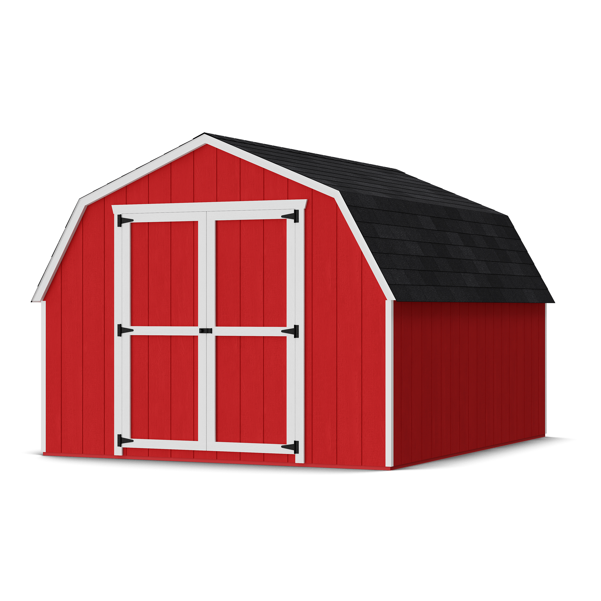 Rendering of Value Gambrel 4' Barn Shed with shingles and paint.