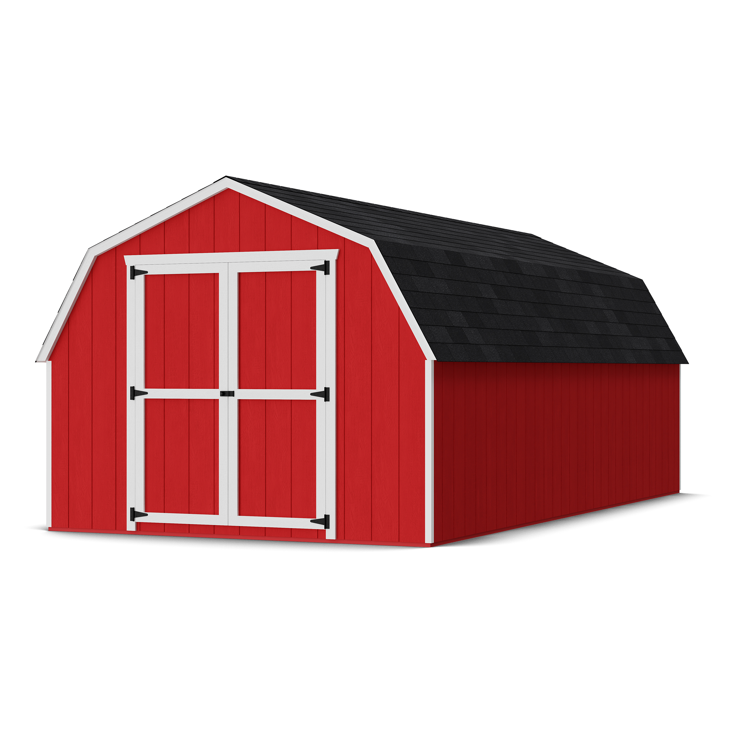 Rendering of Value Gambrel 4' Barn Shed with shingles and paint.