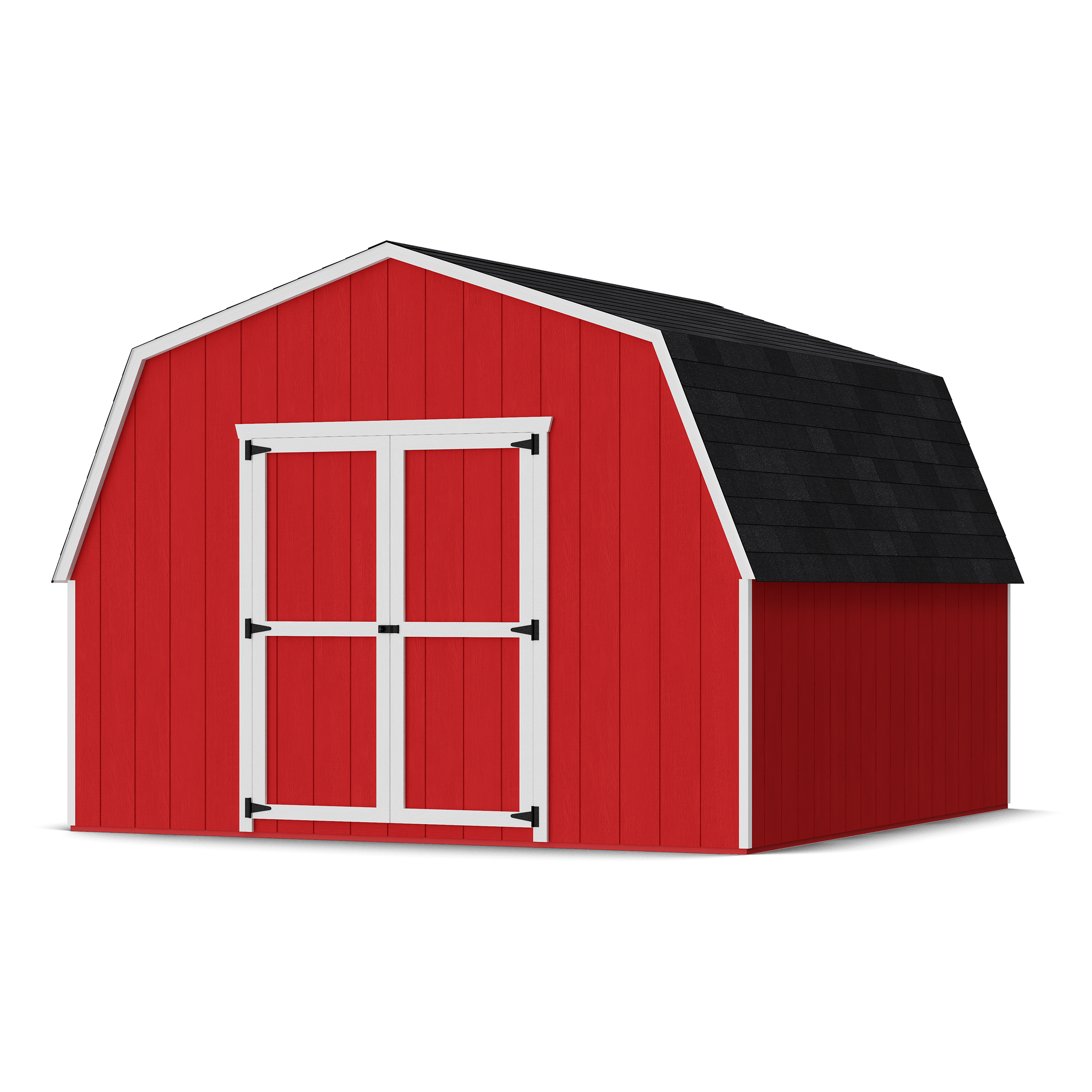 Rendering of Value Gambrel 4' Barn Shed with shingles and paint.